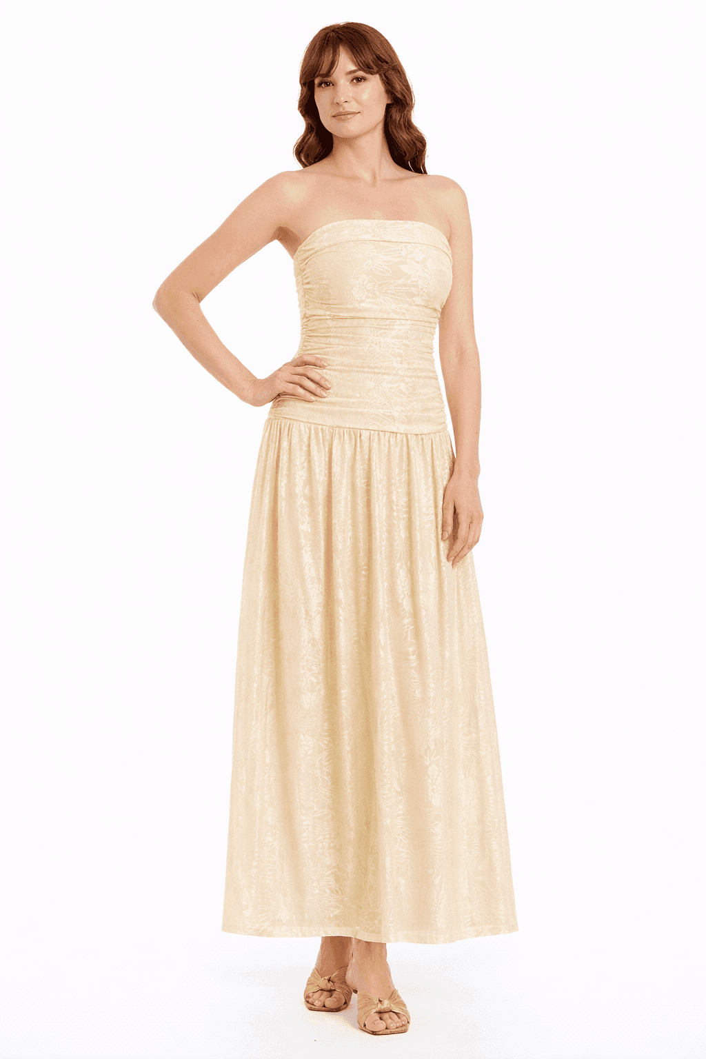 Natasha Strapless Jacquard Maxi Dress - Image 1