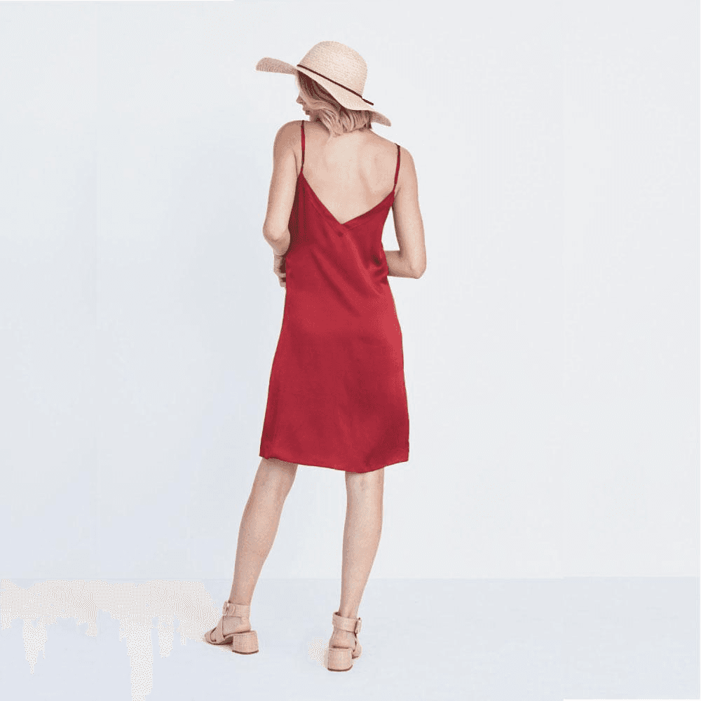 Silk V Dress in Red - Image 1