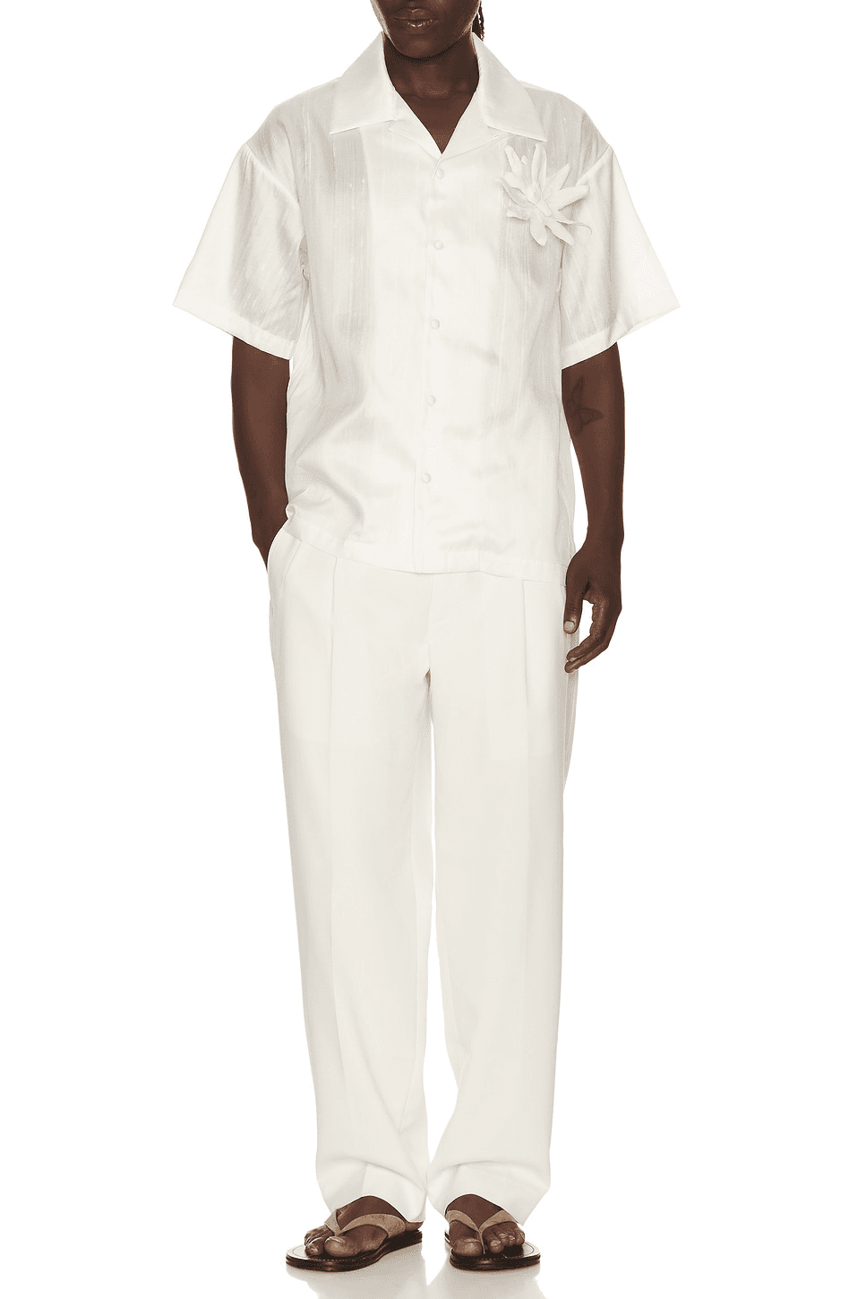 Sakorn Orchid Brooch Silk Shirt — Image 4