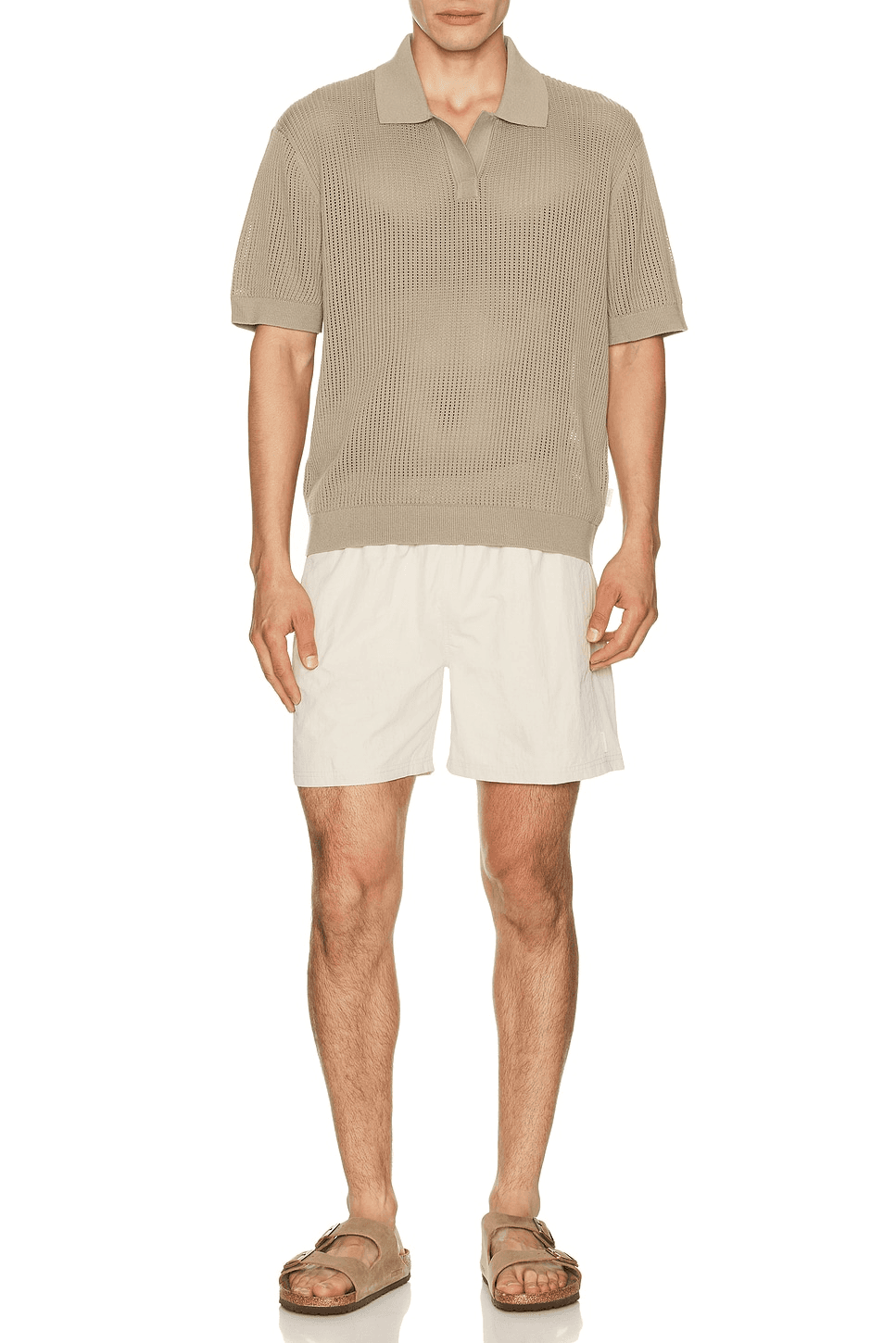 Knit Mesh Johnny Collar Polo — Image 4