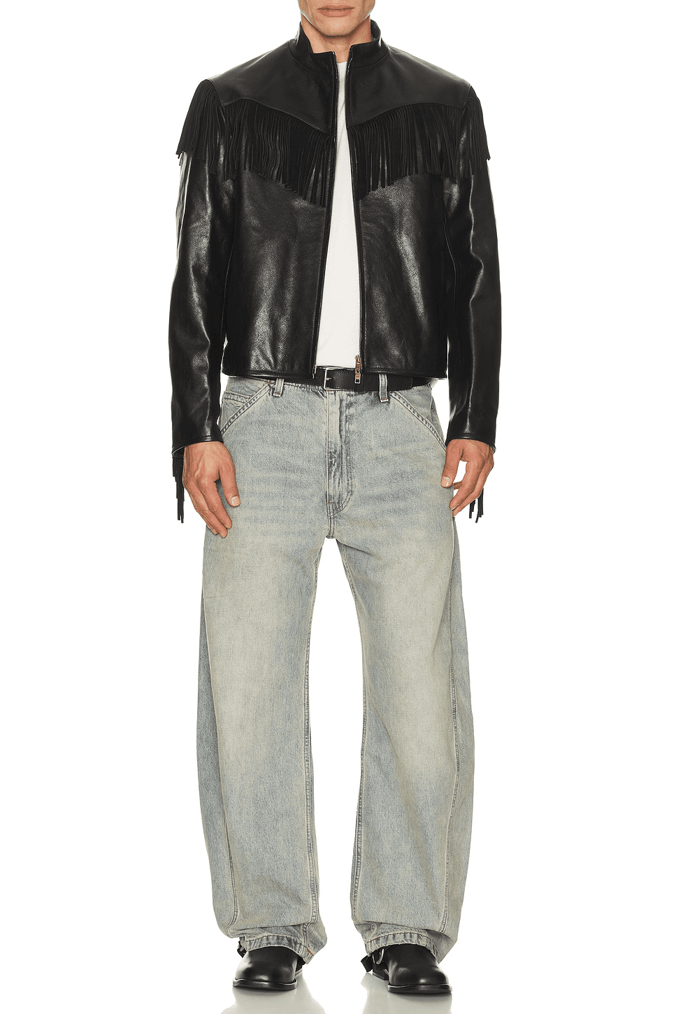Leather Fringed Western Cafe Racer — Image 4