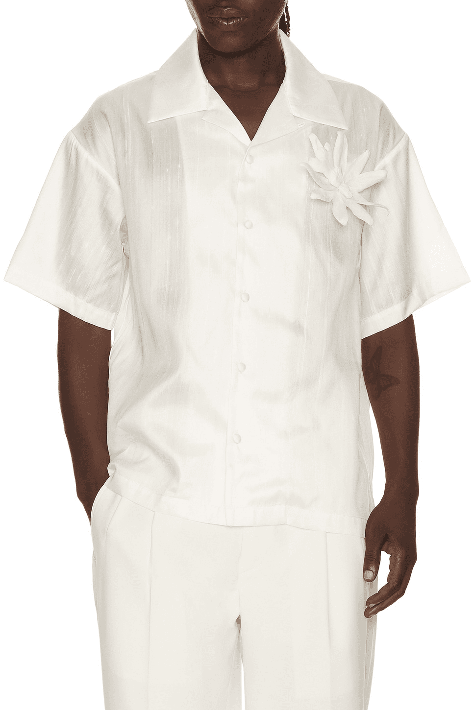 Sakorn Orchid Brooch Silk Shirt - Image 1