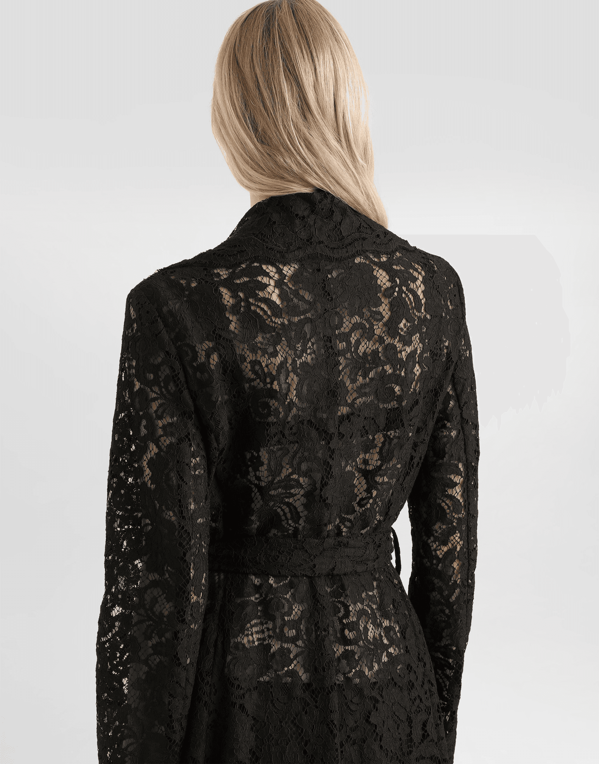 Long double-breasted cordonetto lace coat — Image 2