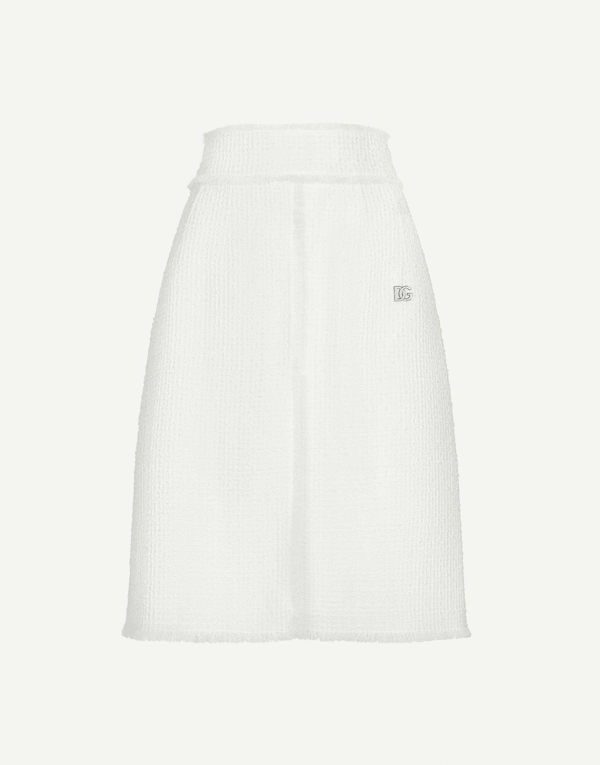 Raschel tweed midi skirt with central slit