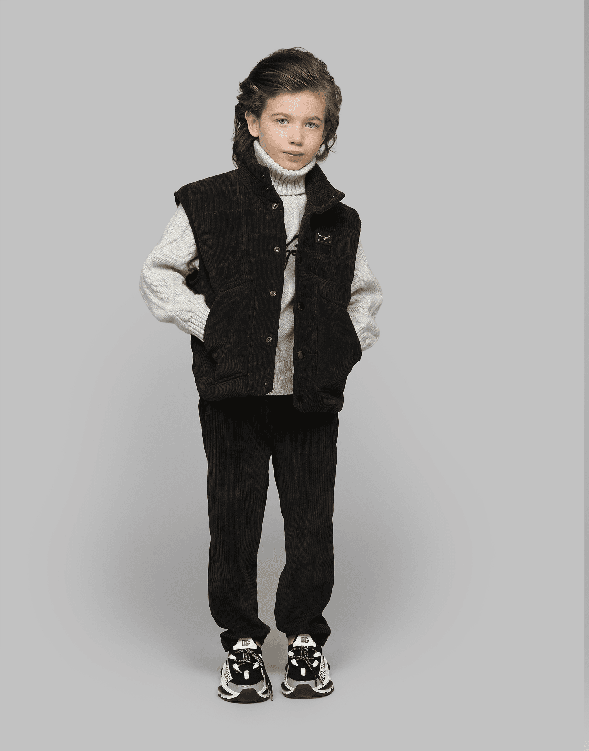Wool cable-knit pullover with Dolce&Gabbana logo — Image 6