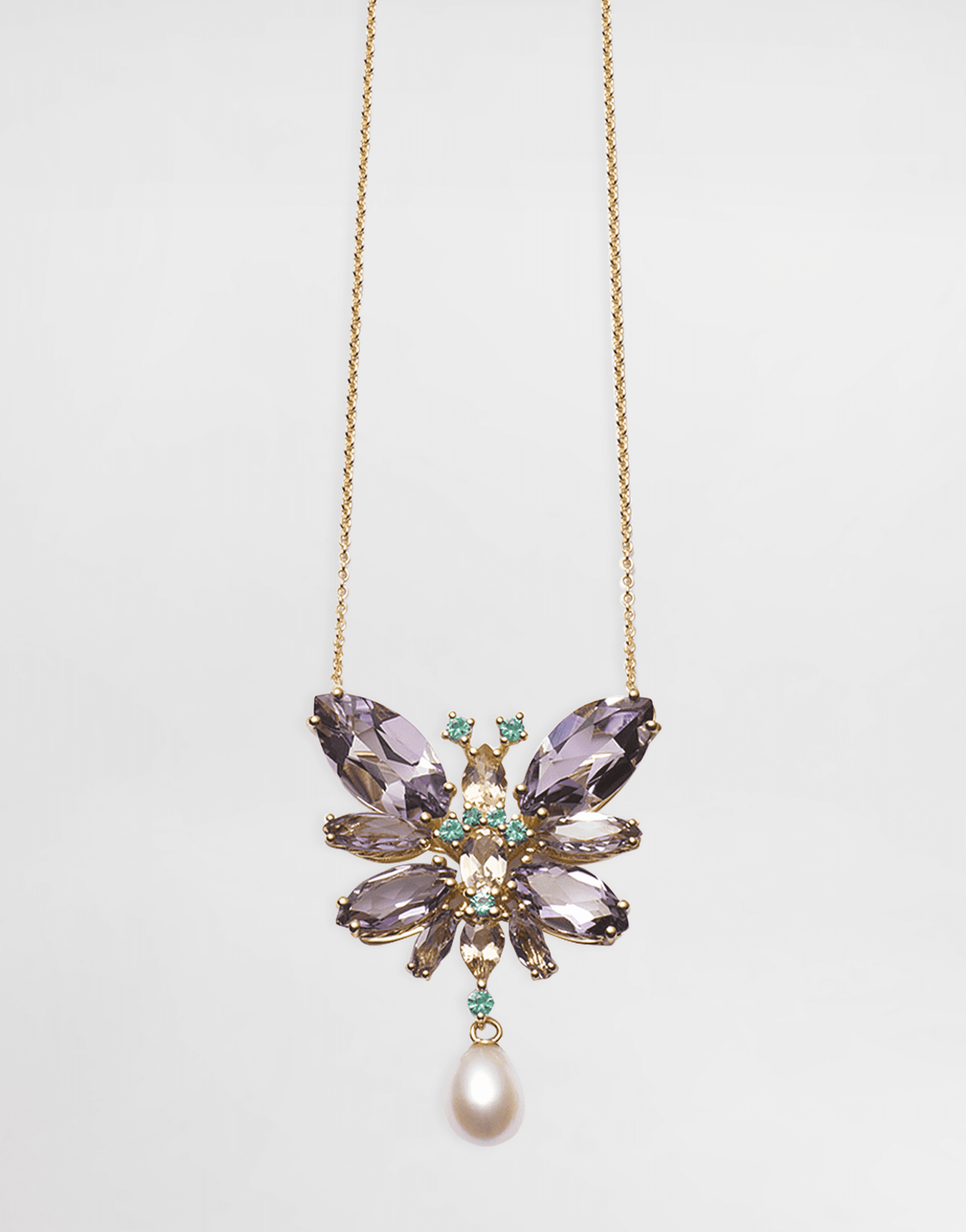 Butterfly Necklace 18kt yellow gold and amethysts — Image 2