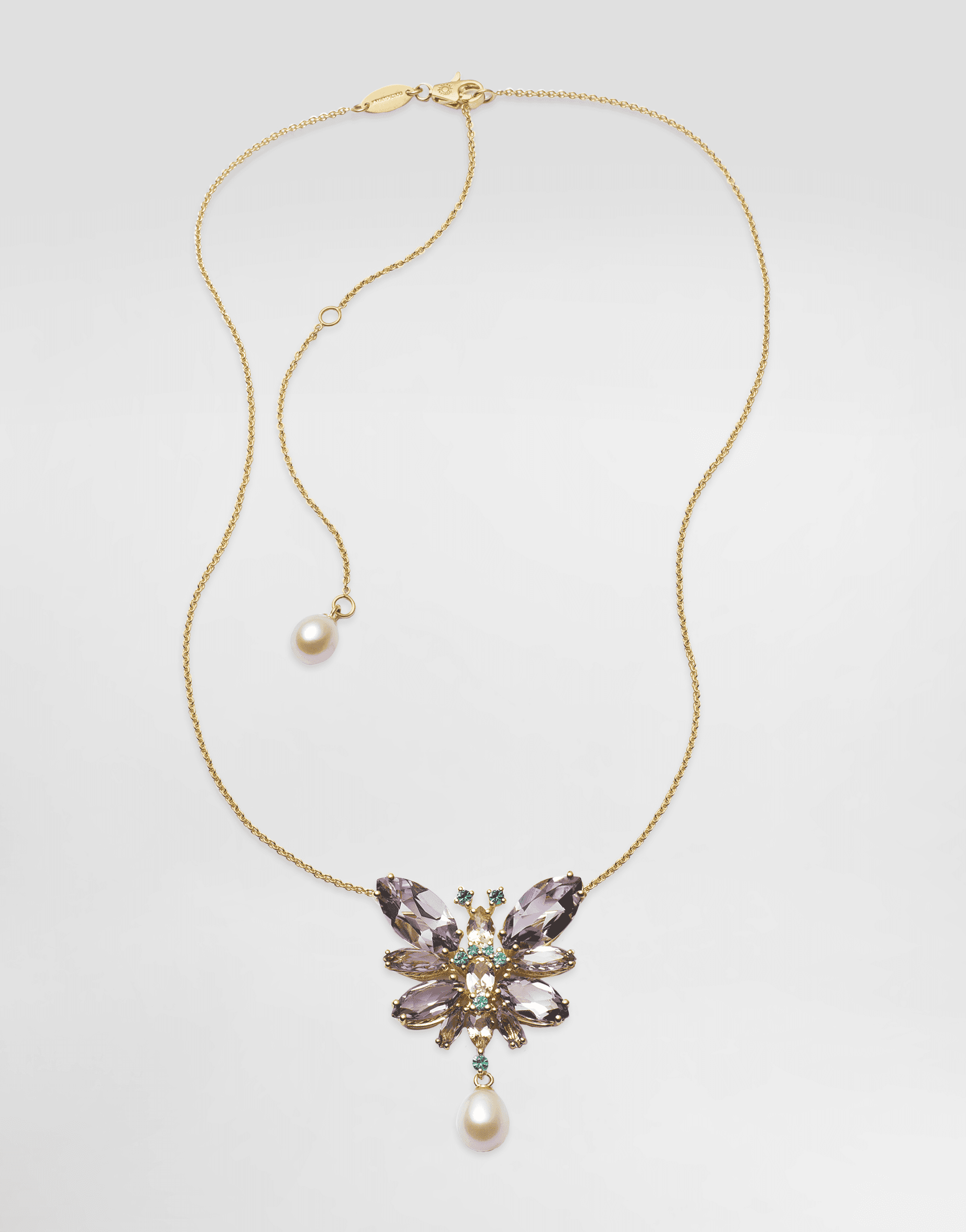 Butterfly Necklace 18kt yellow gold and amethysts