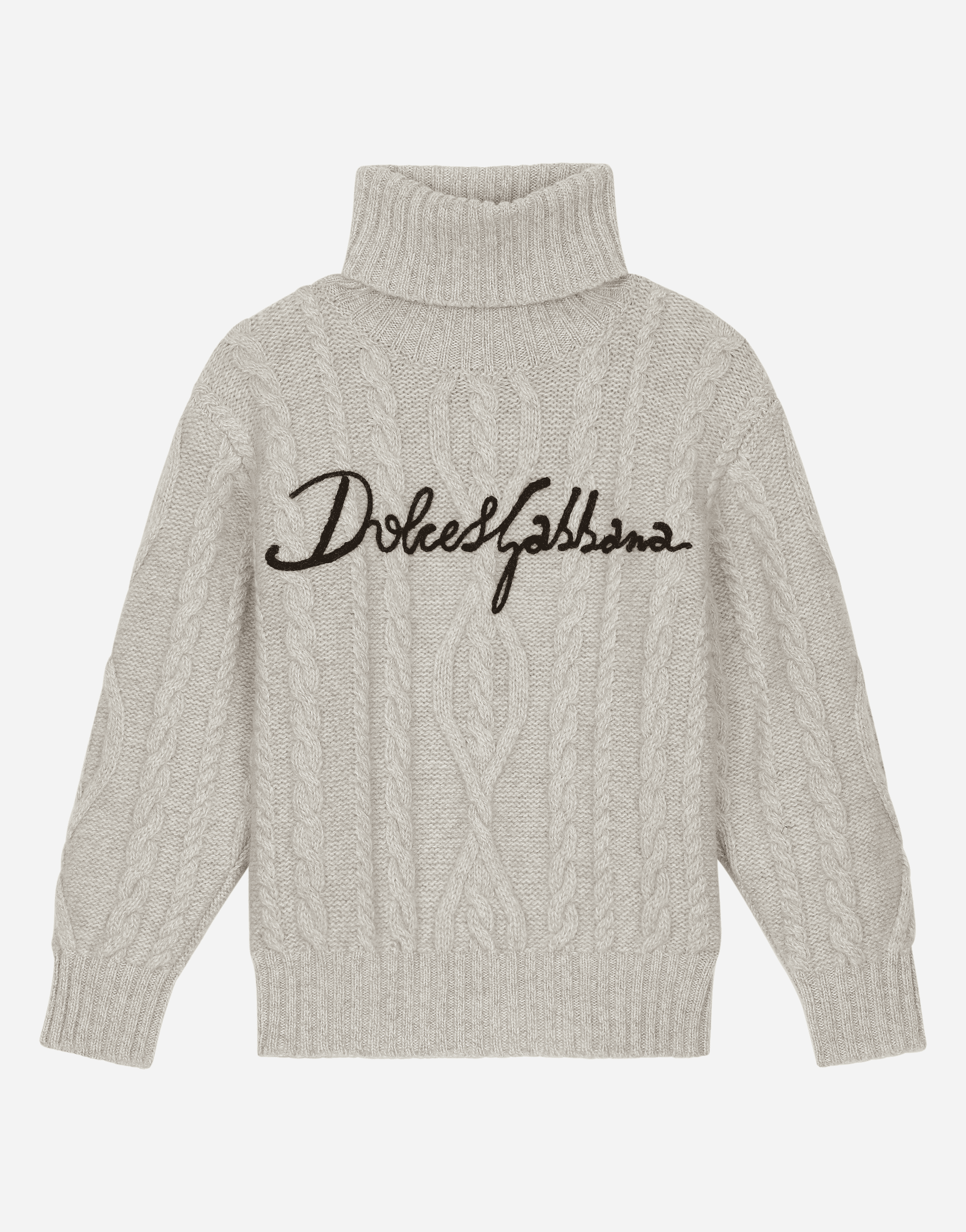 Wool cable-knit pullover with Dolce&Gabbana logo