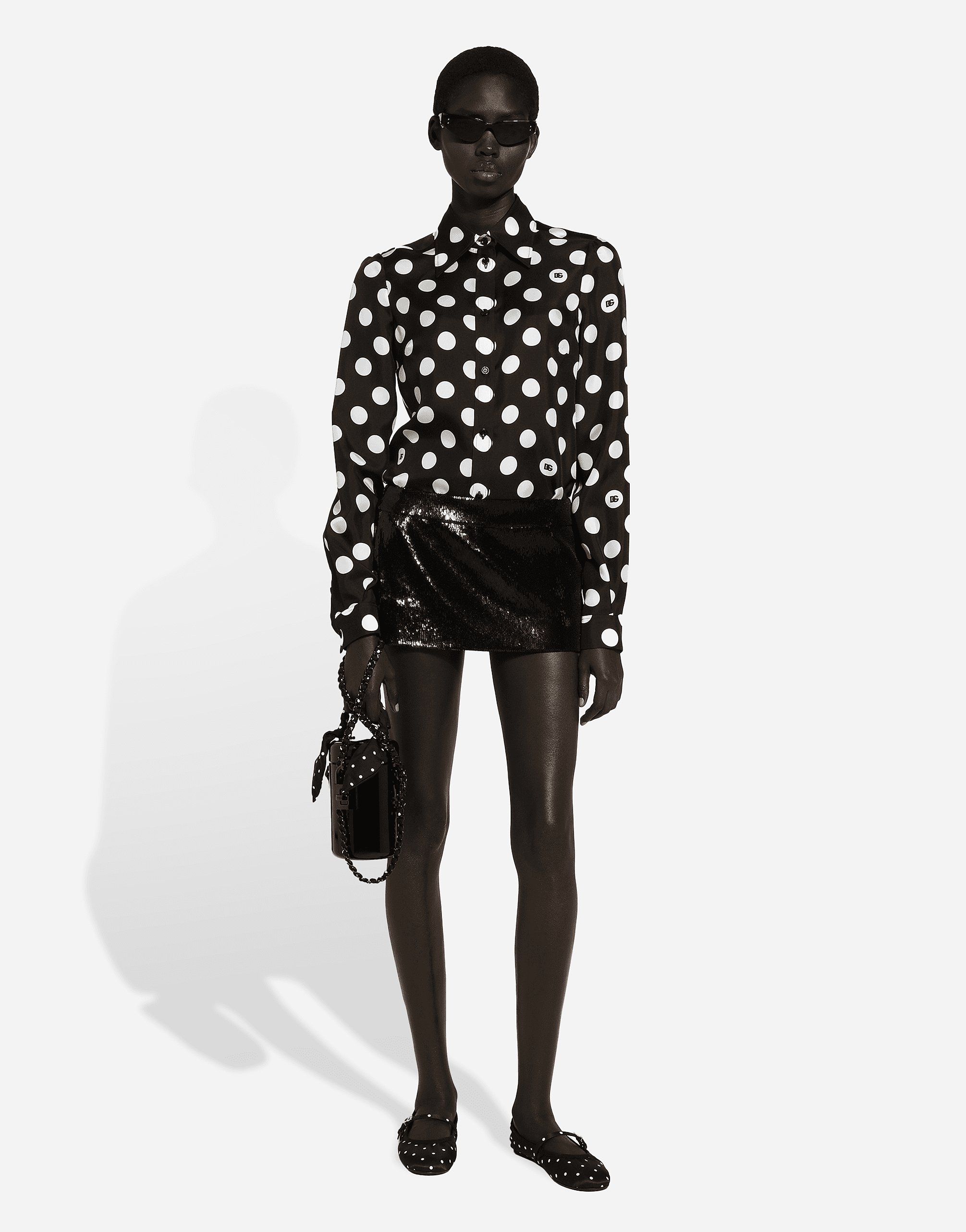 Silk twill shirt with polka-dot print — Image 5