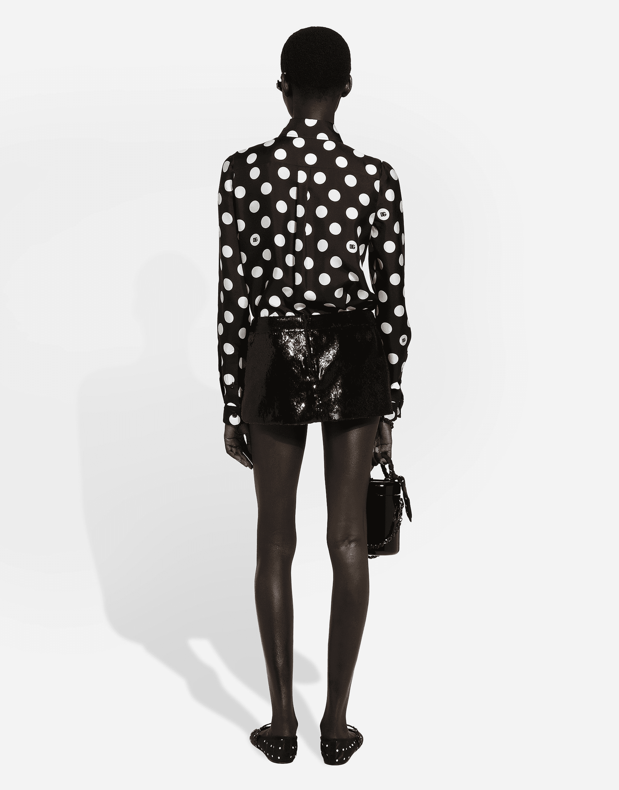 Silk twill shirt with polka-dot print — Image 6