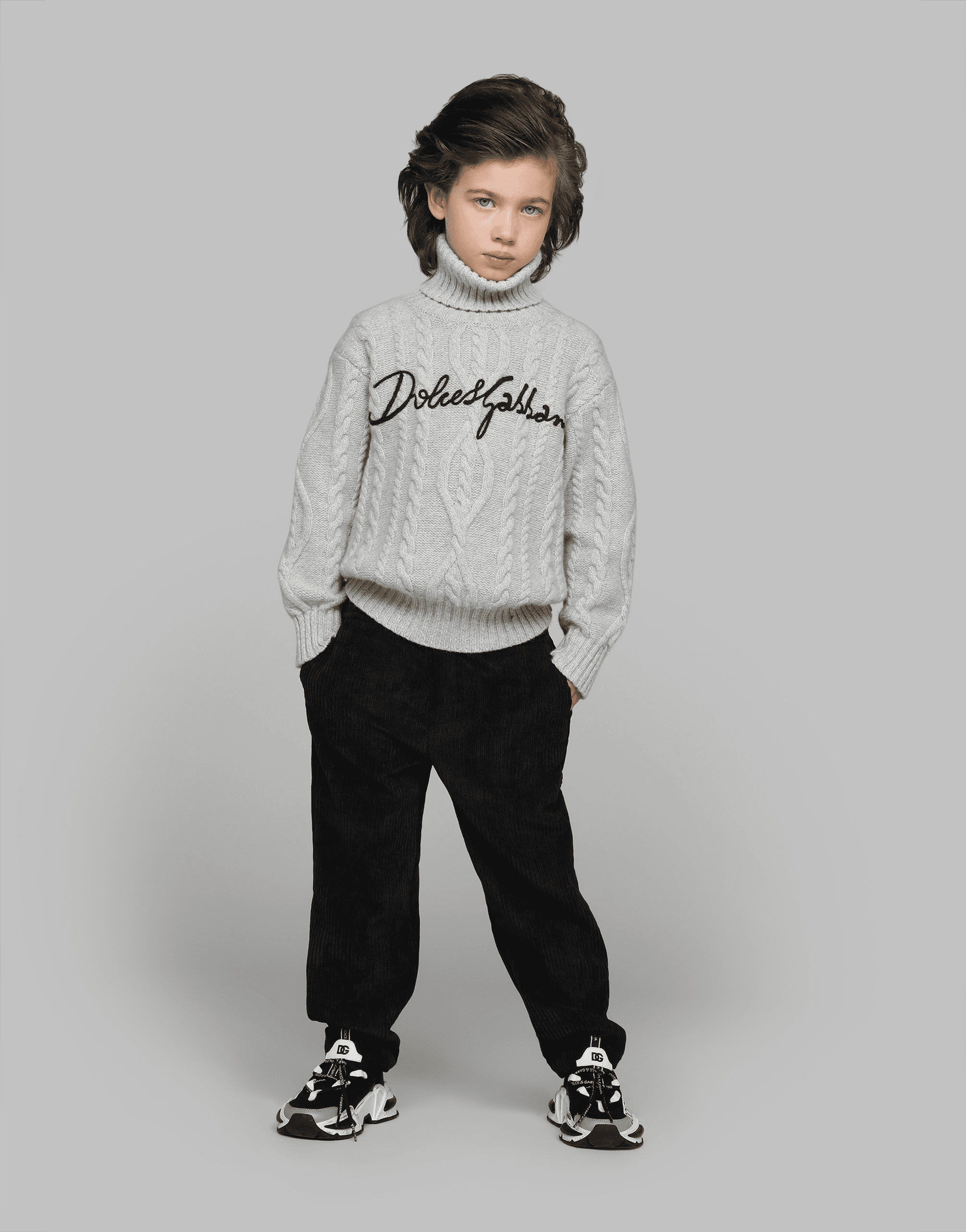 Wool cable-knit pullover with Dolce&Gabbana logo — Image 4