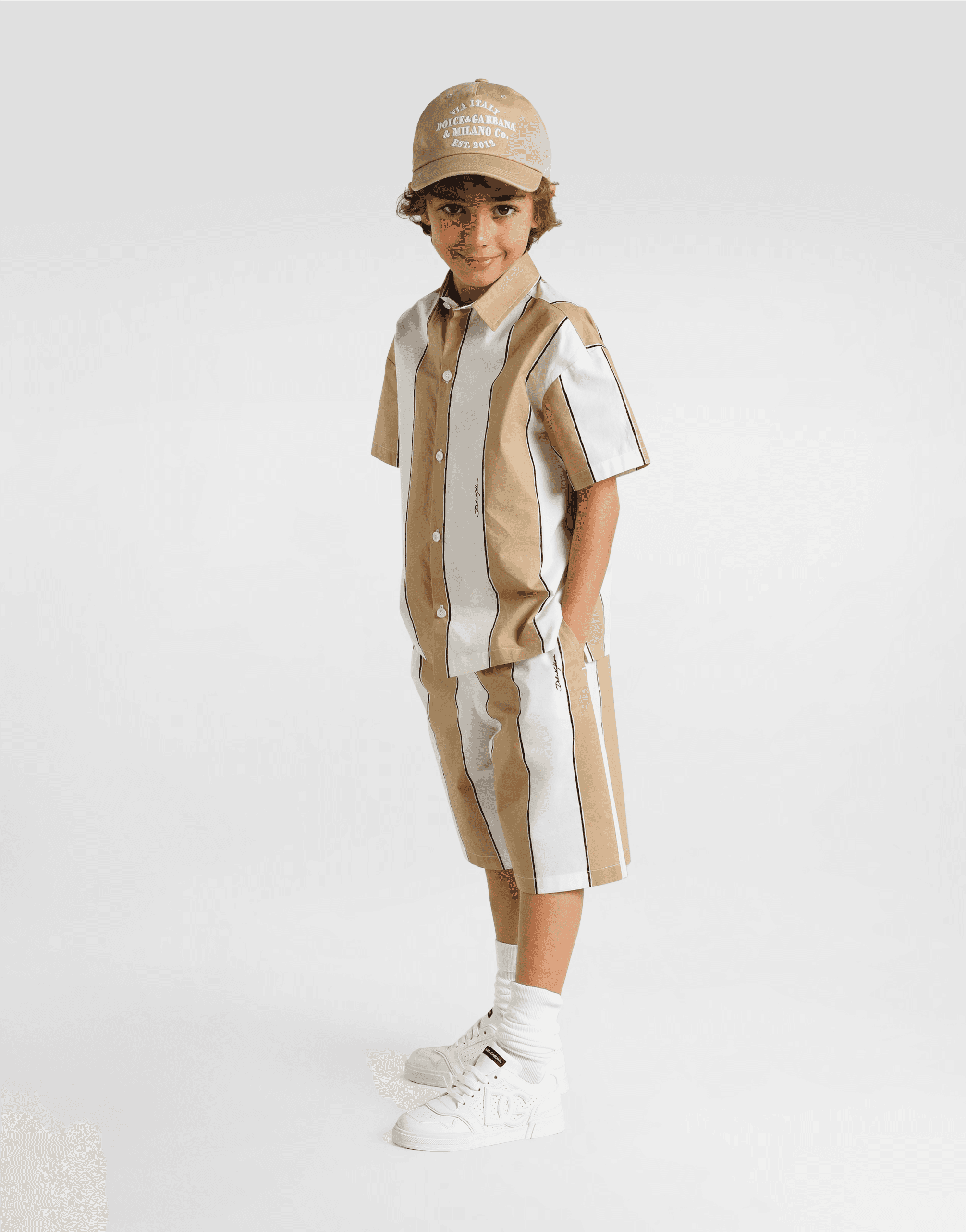 Poplin bermuda shorts with striped print — Image 7