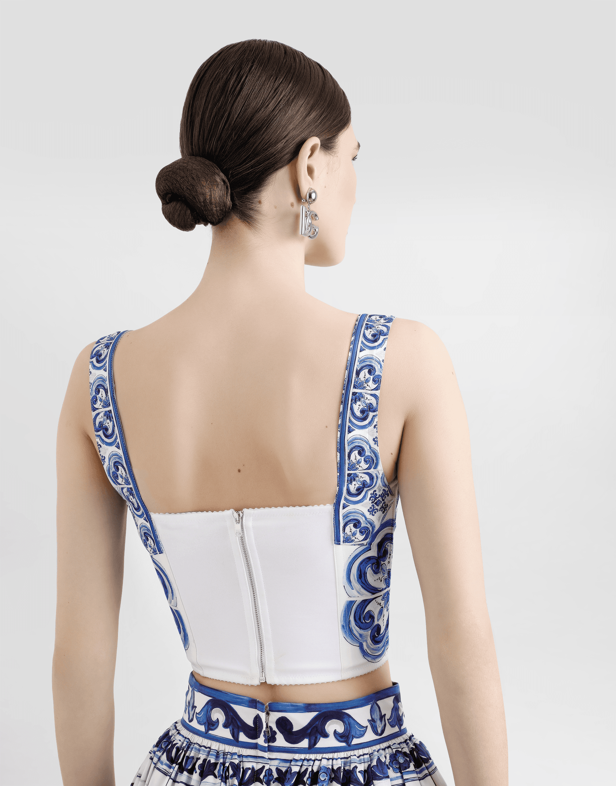 Majolica-print charmeuse corset — Image 3