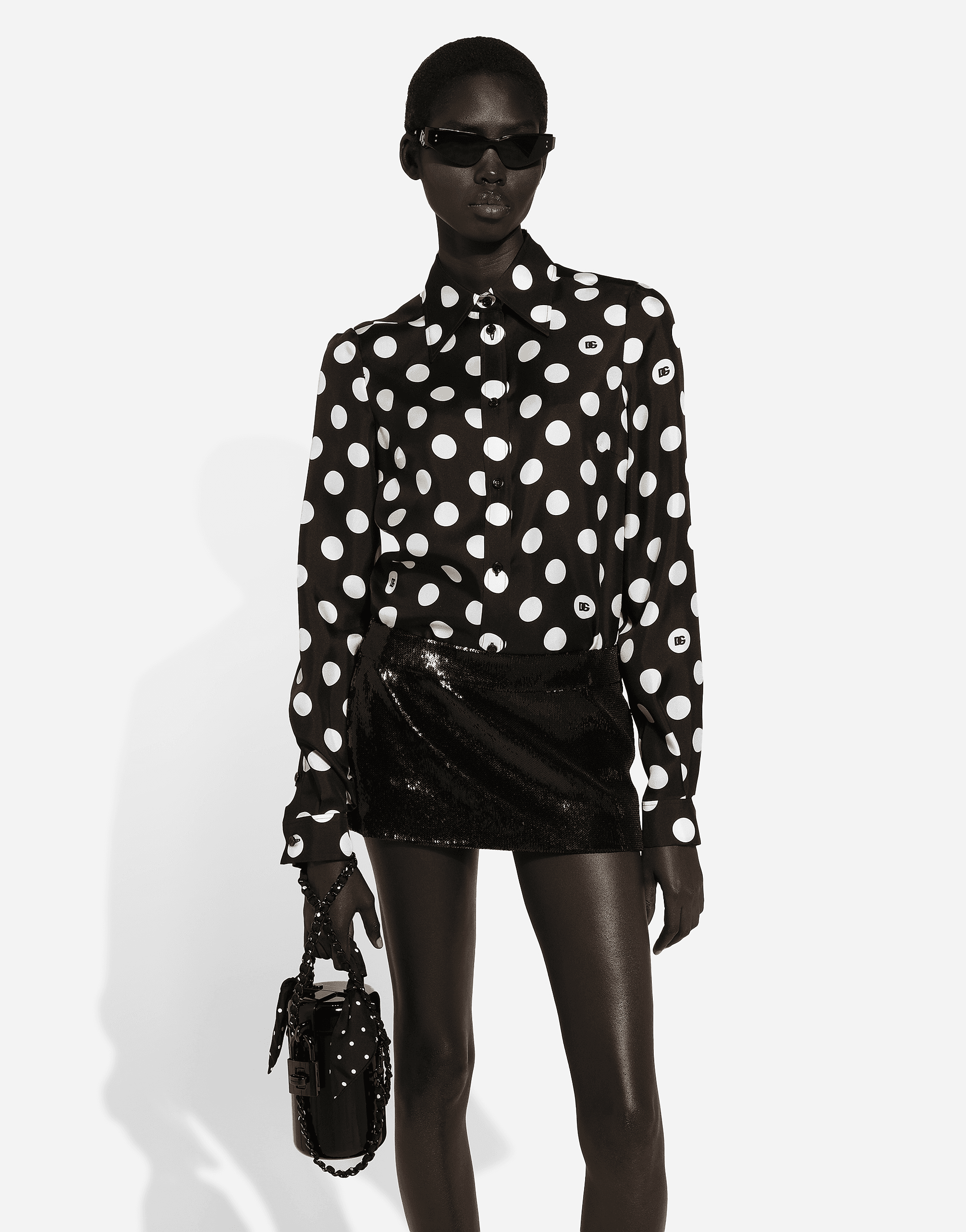 Silk twill shirt with polka-dot print — Image 4