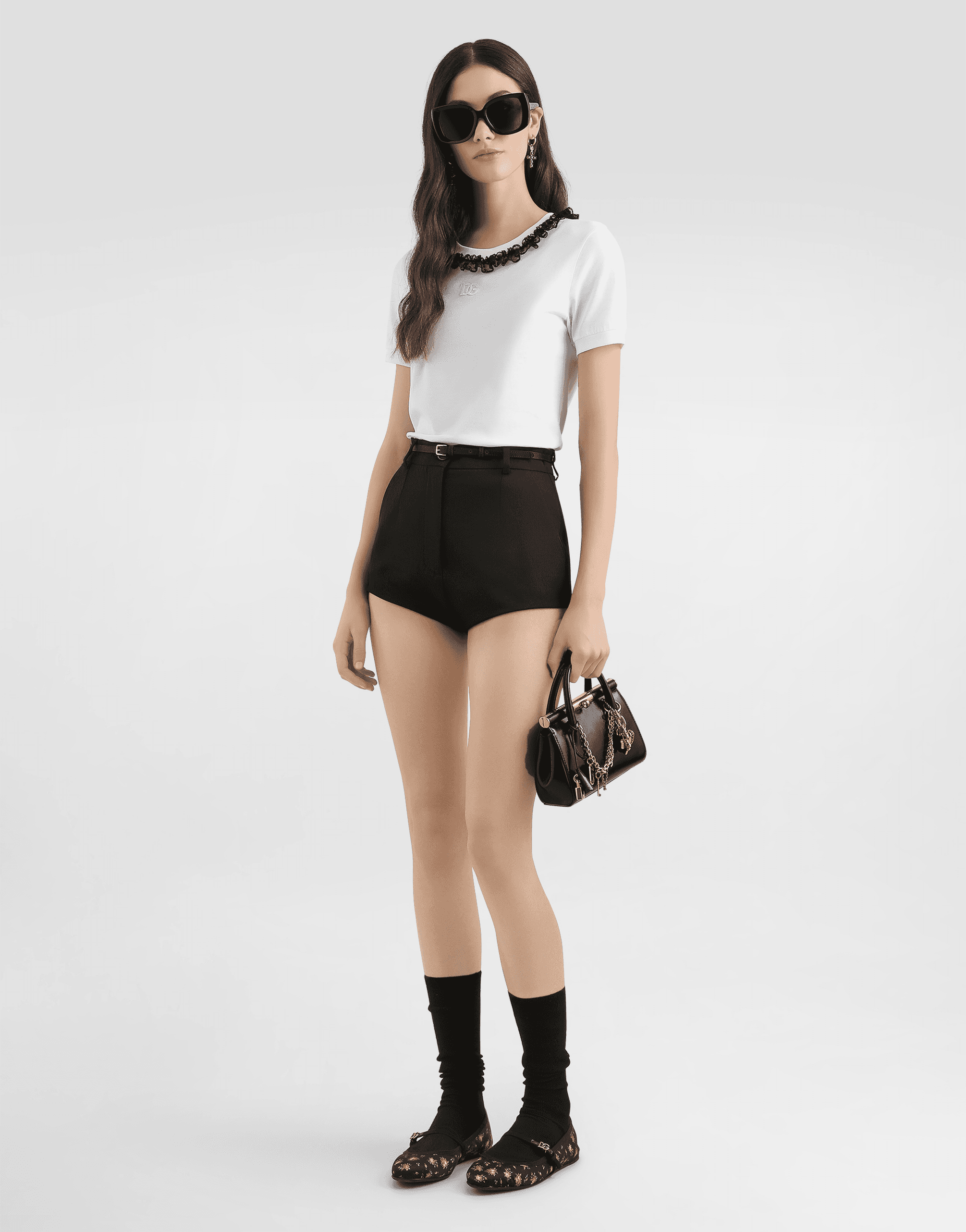 Jersey t-shirt with lace and DG embroidery — Image 3