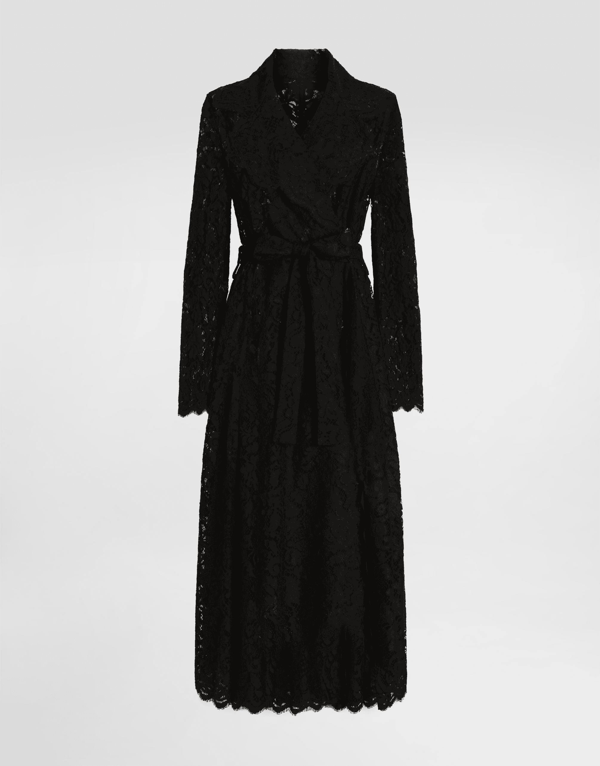 Long double-breasted cordonetto lace coat