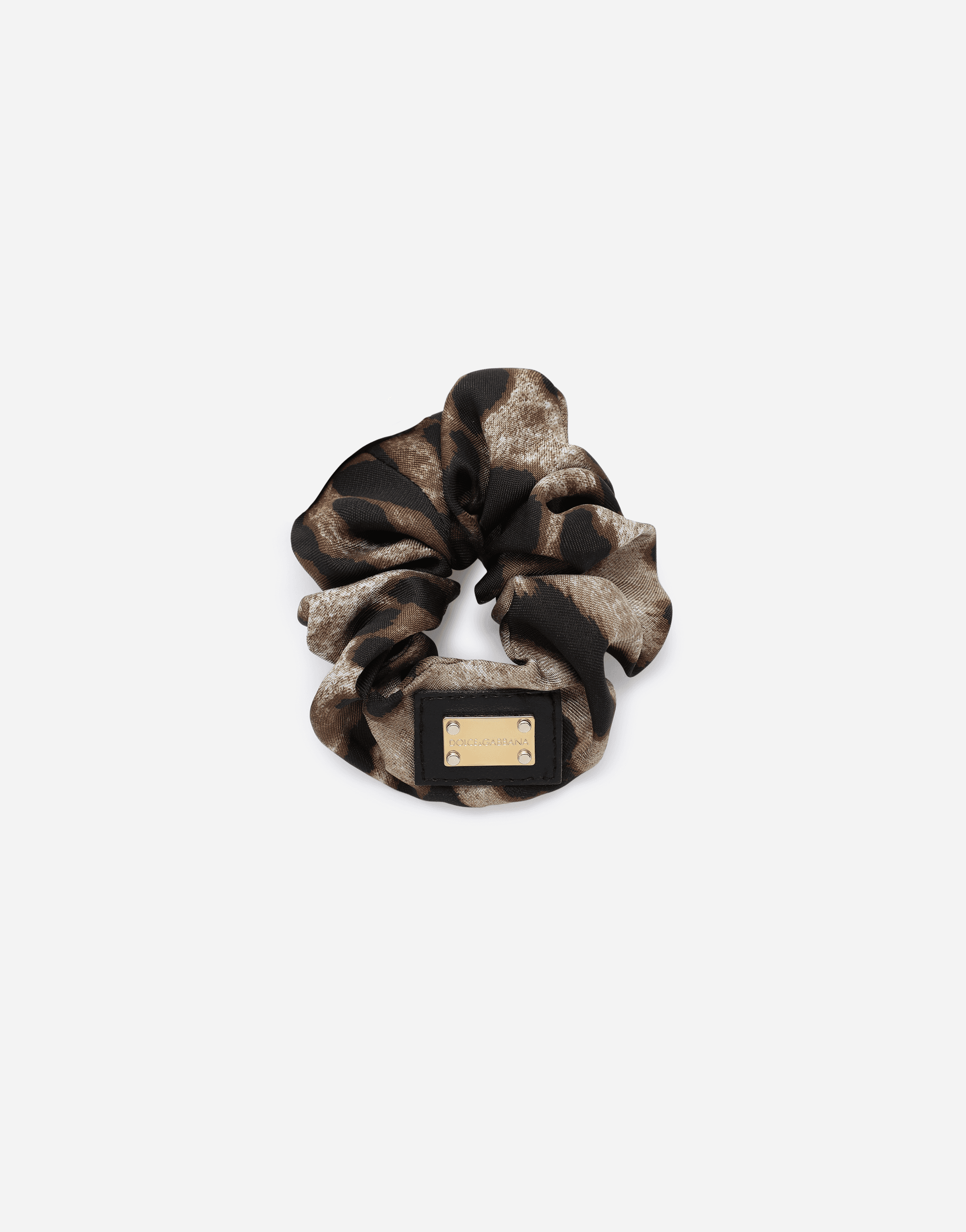 Leopard-print viscose scrunchie