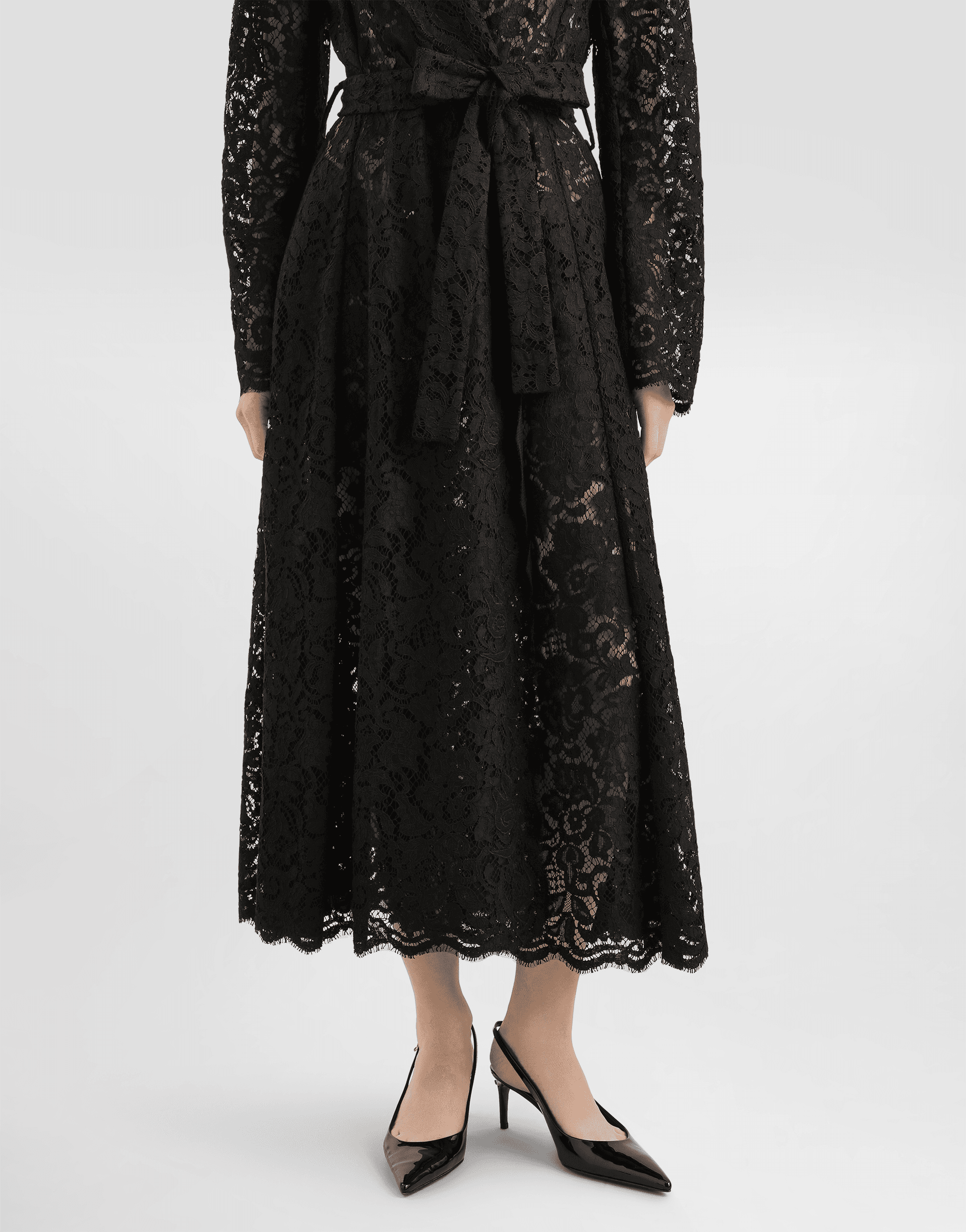 Long double-breasted cordonetto lace coat — Image 3