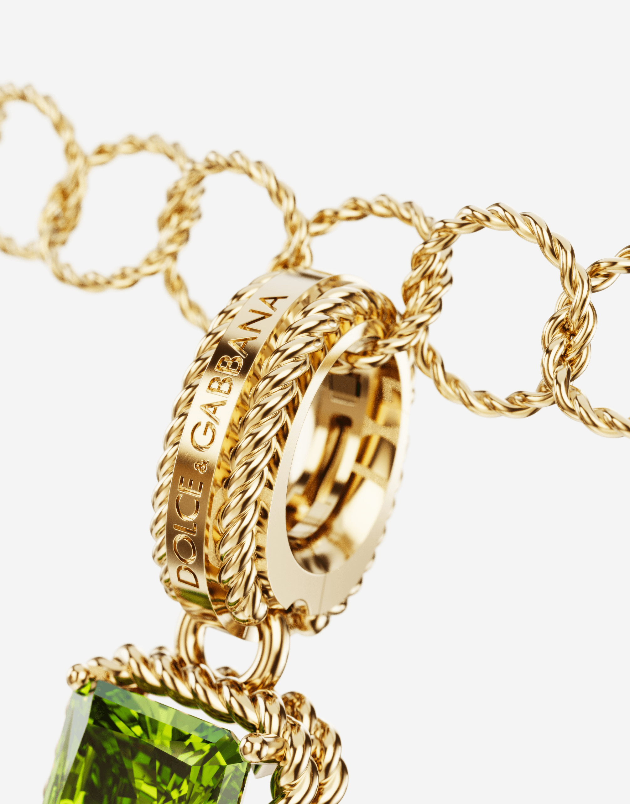 Alphabet I charm in 18-karat yellow gold with multicolored gemstones — Image 2