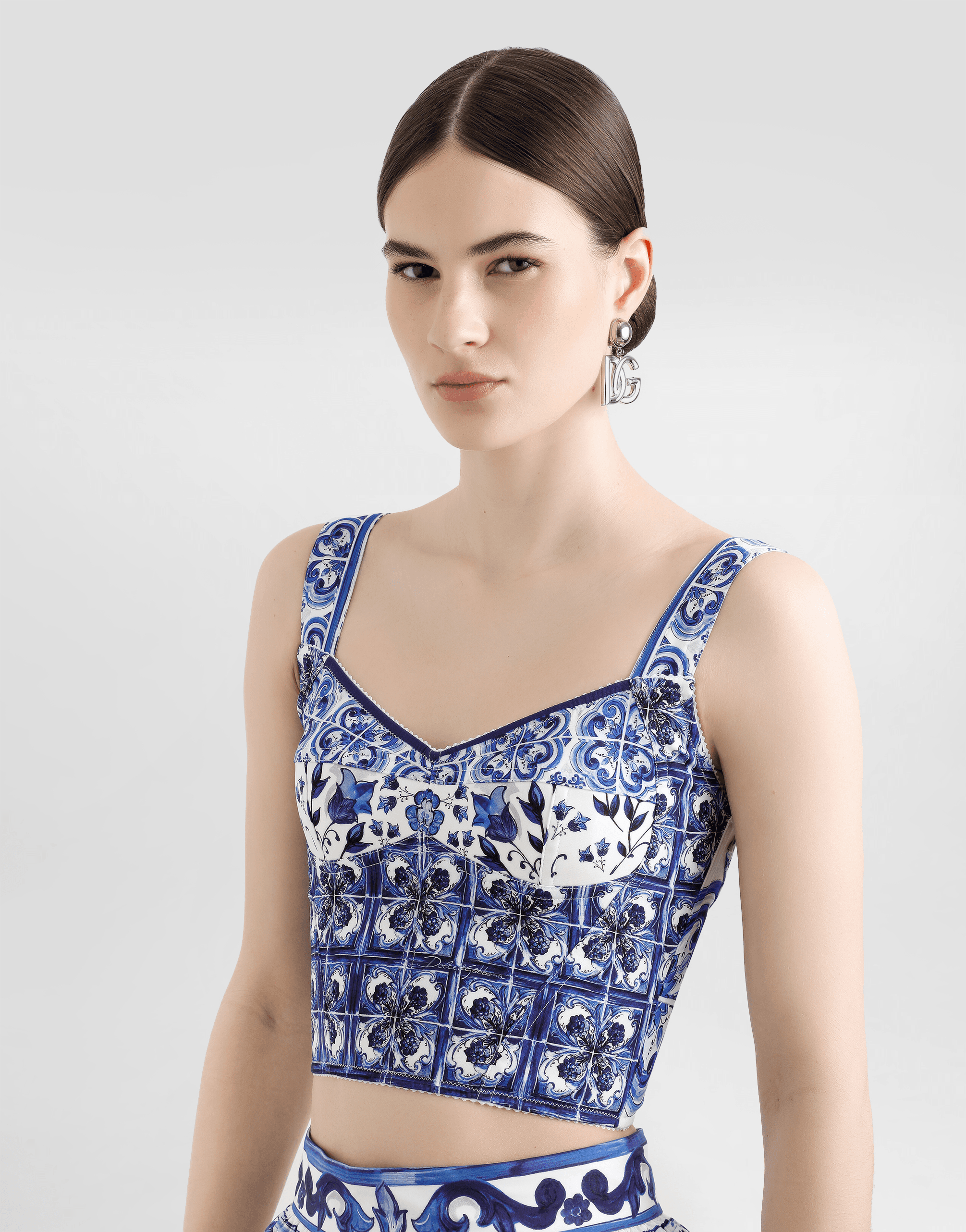 Majolica-print charmeuse corset — Image 2