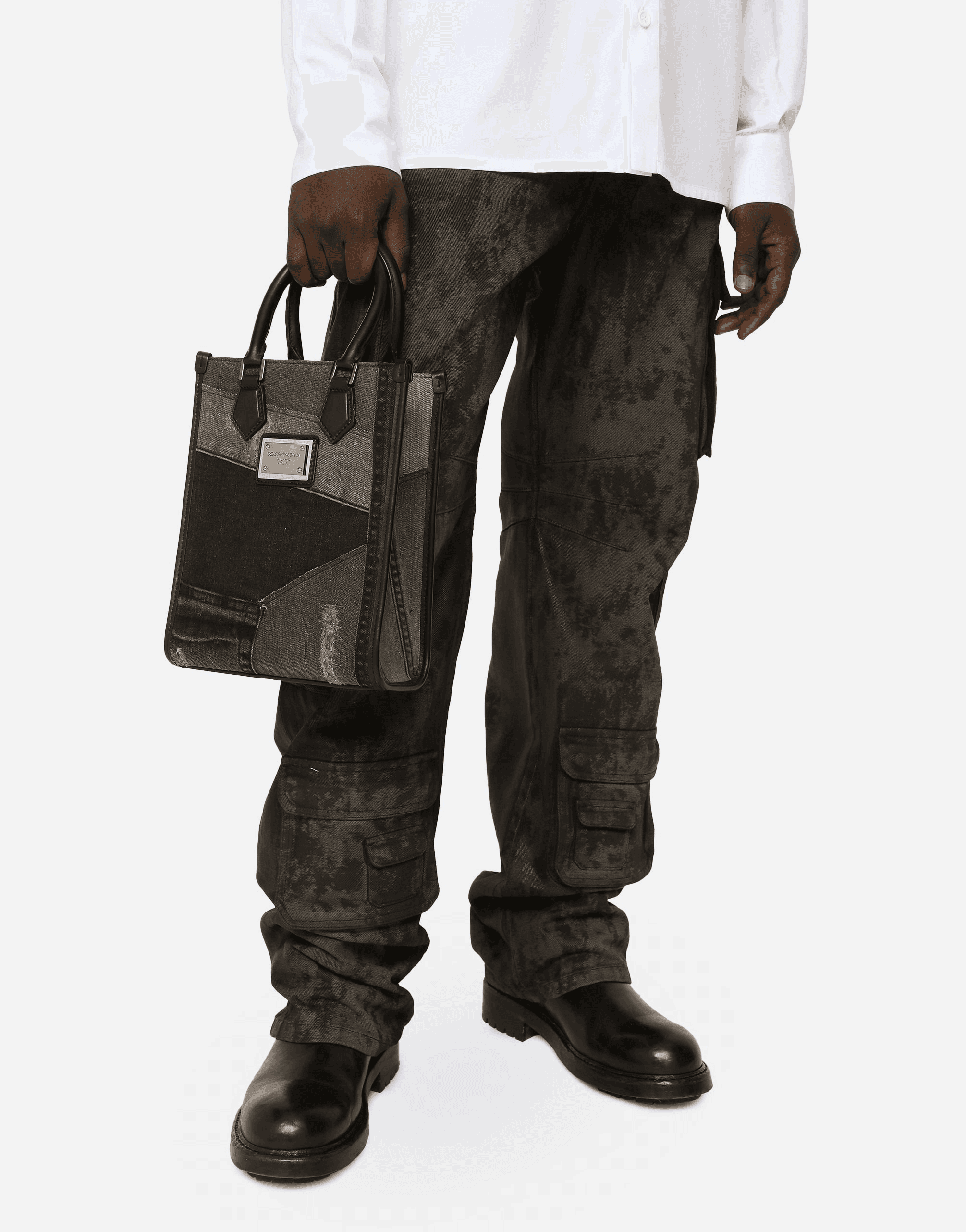 Small patchwork denim shopper — Image 3