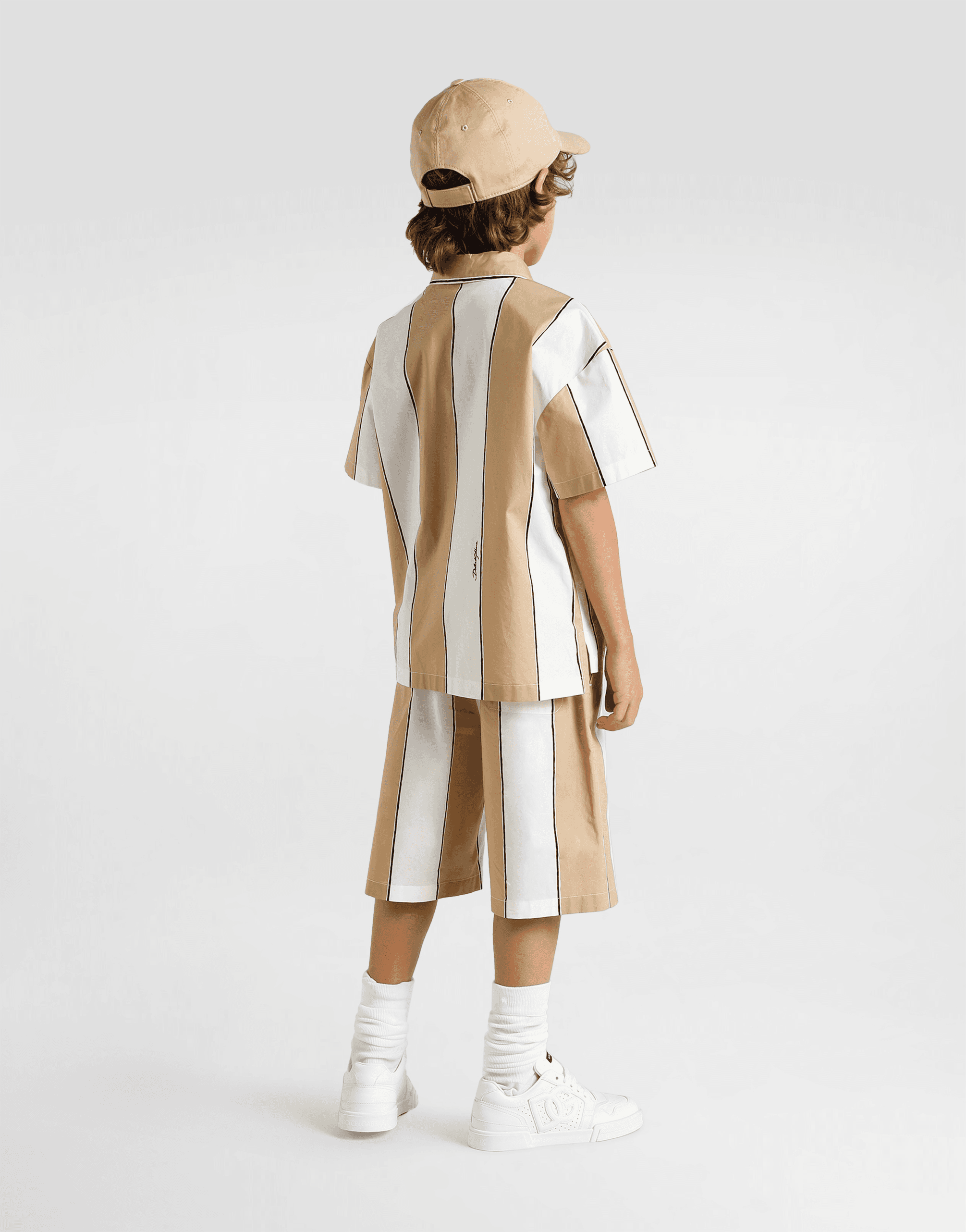 Poplin bermuda shorts with striped print — Image 6