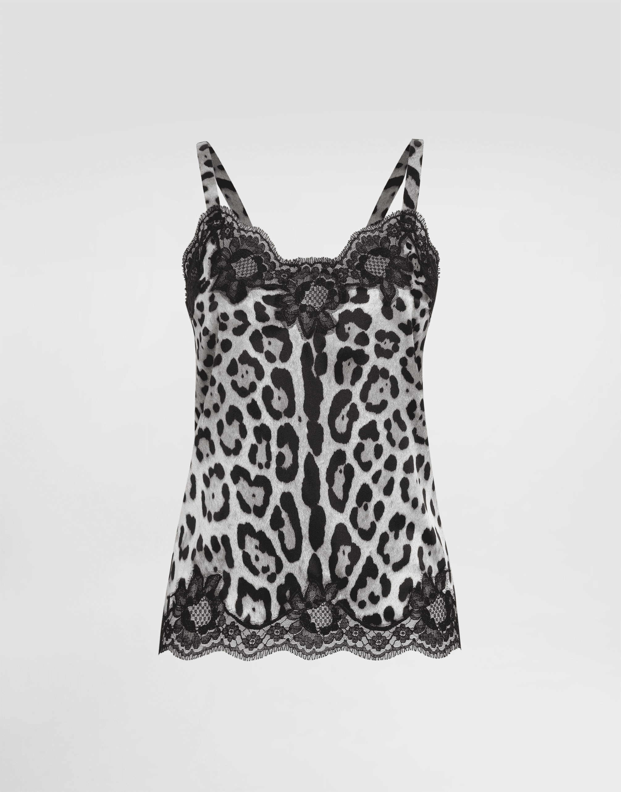 Leopard-print stretch silk satin lingerie-style top