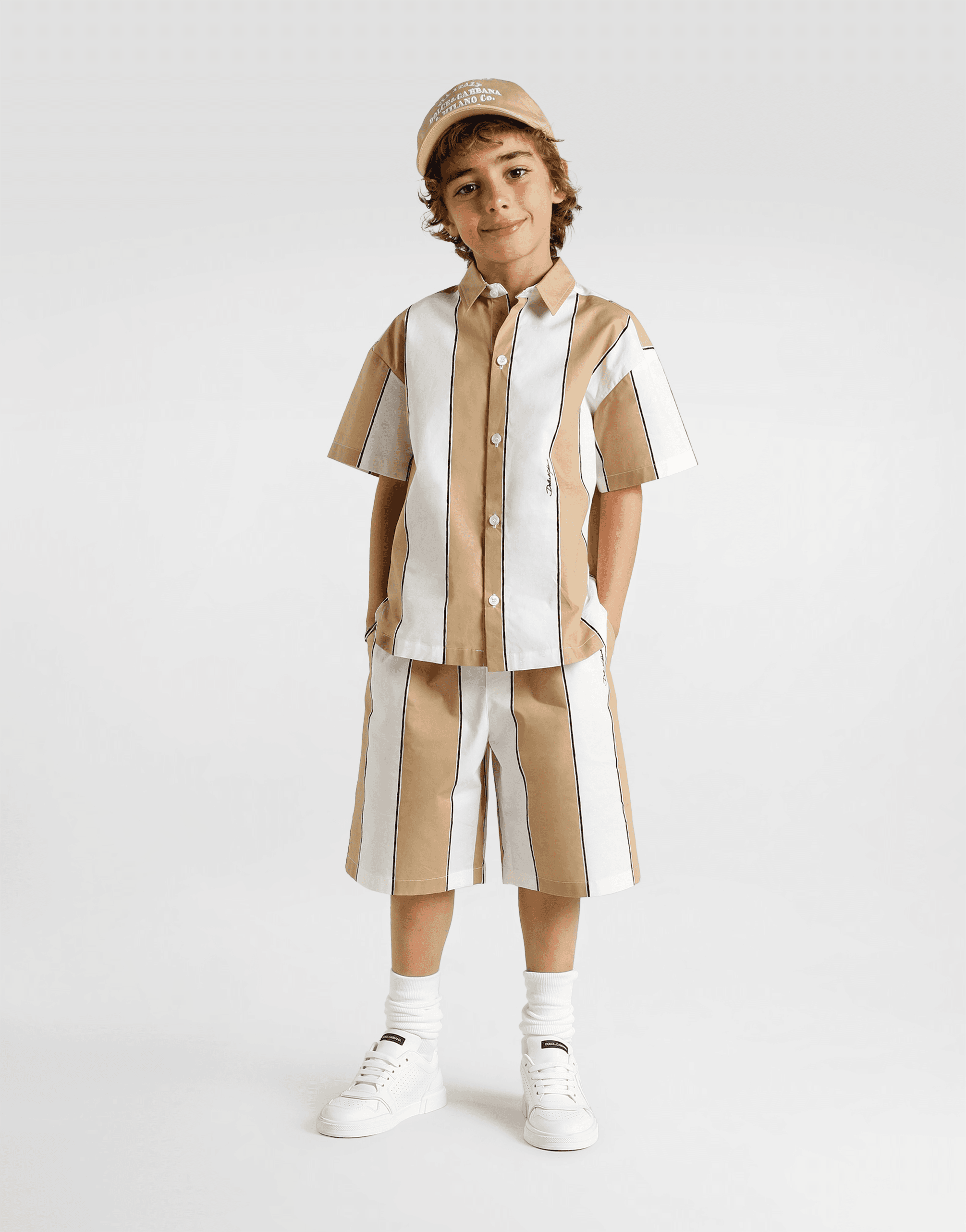 Poplin bermuda shorts with striped print — Image 5