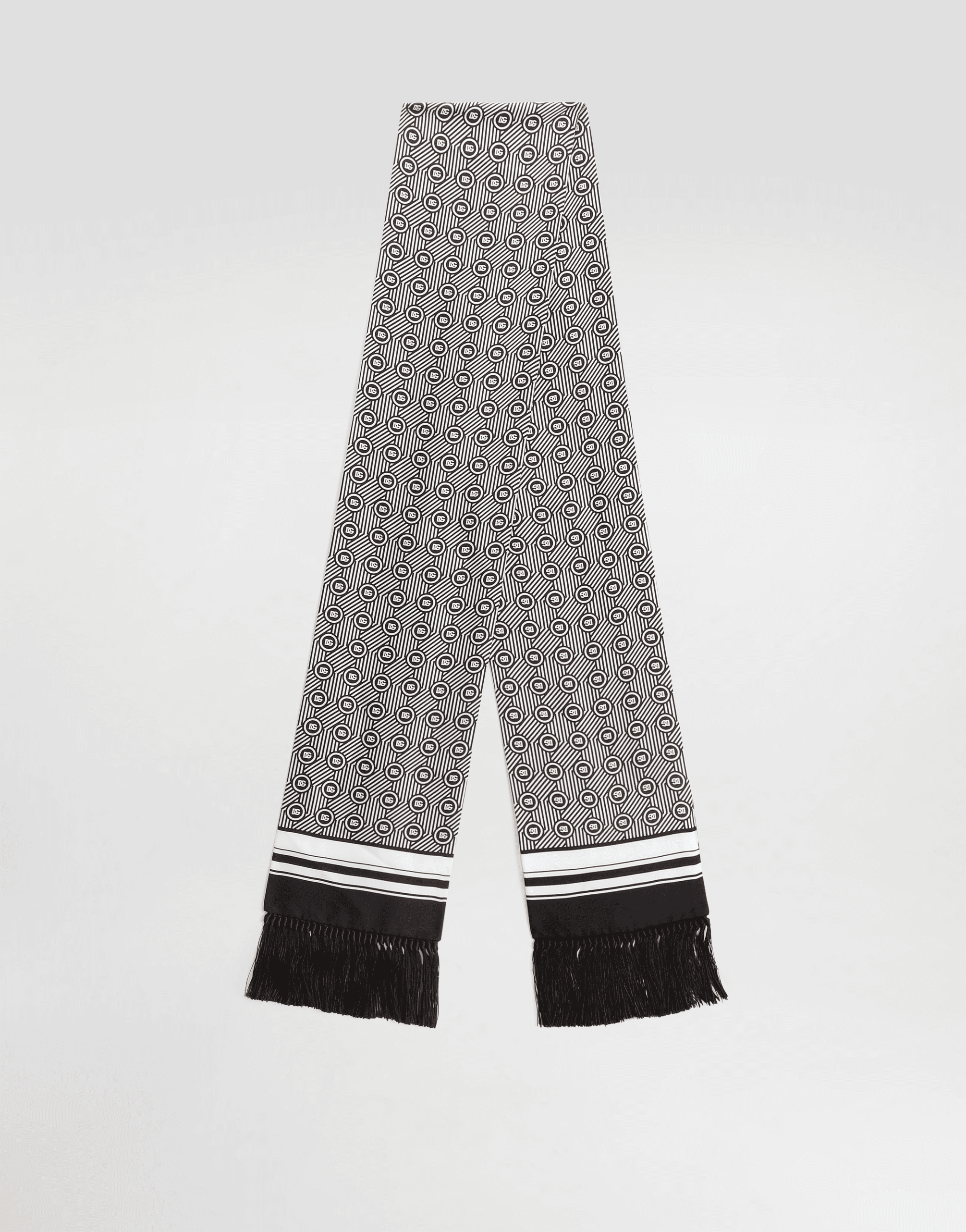 Silk twill scarf with micro-design and logo