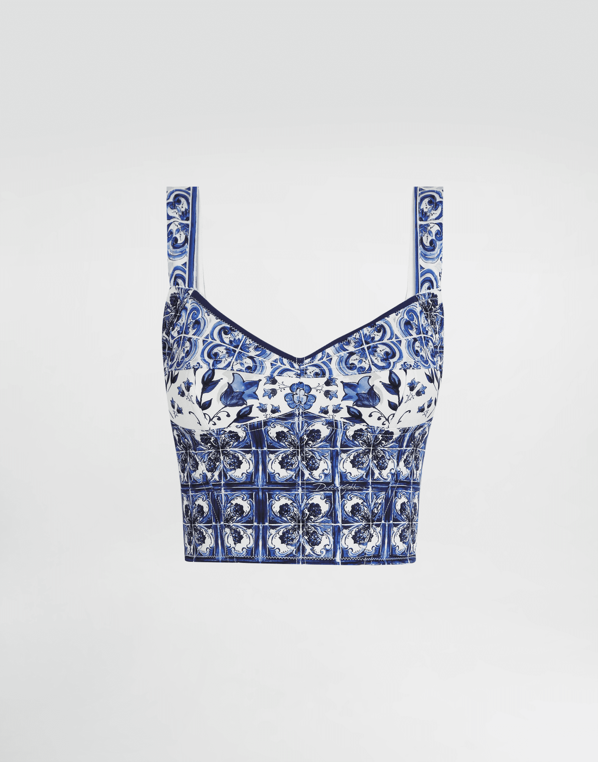 Majolica-print charmeuse corset