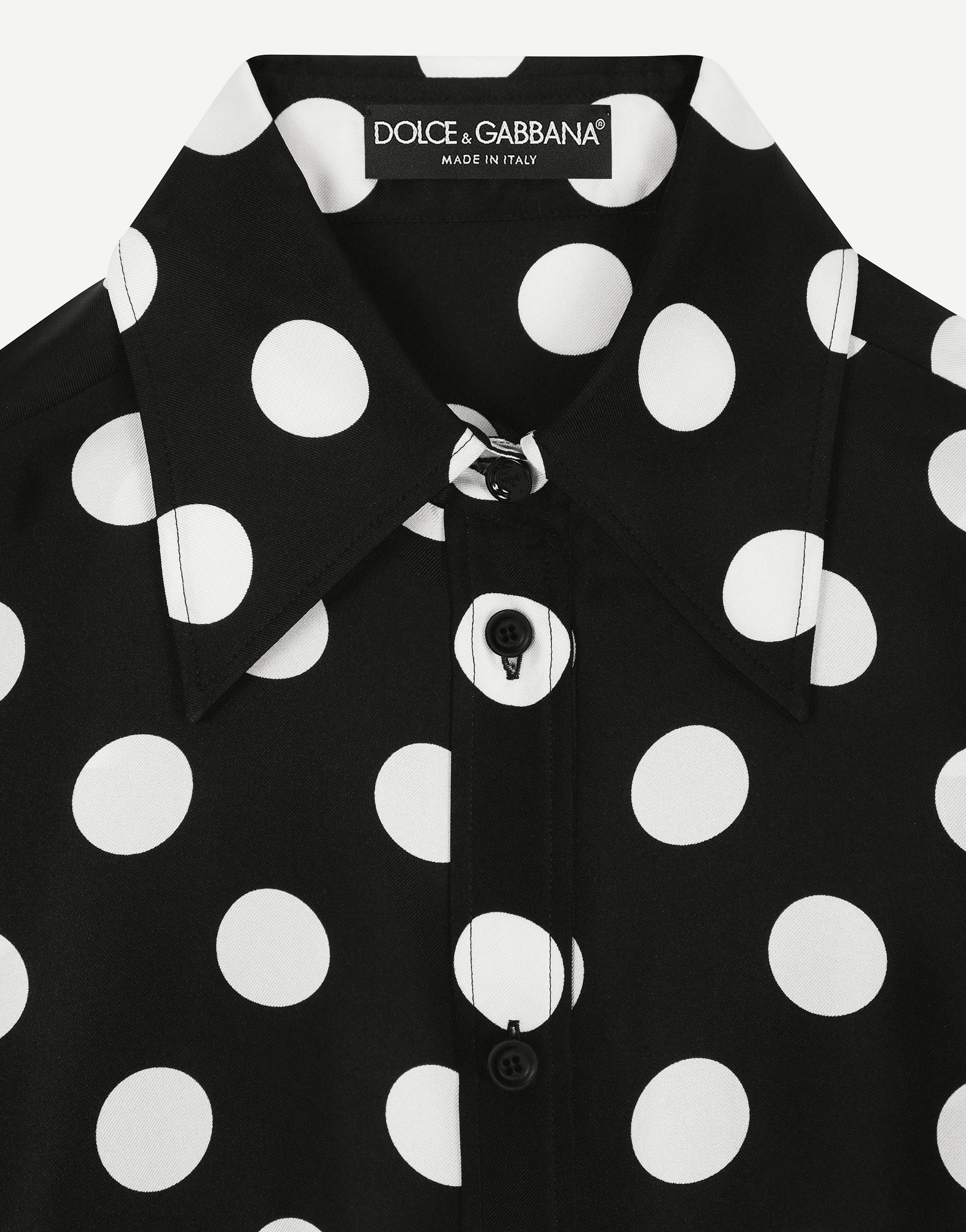 Silk twill shirt with polka-dot print — Image 3