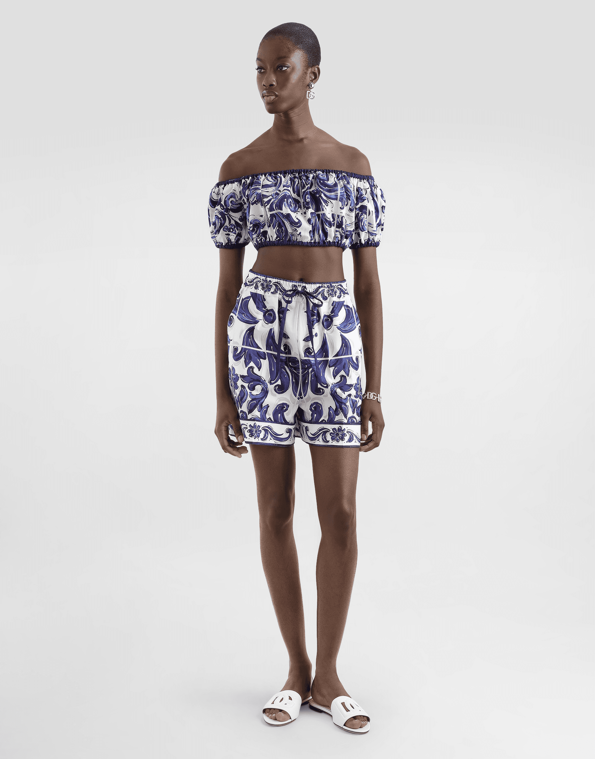 Majolica-print cotton top — Image 7