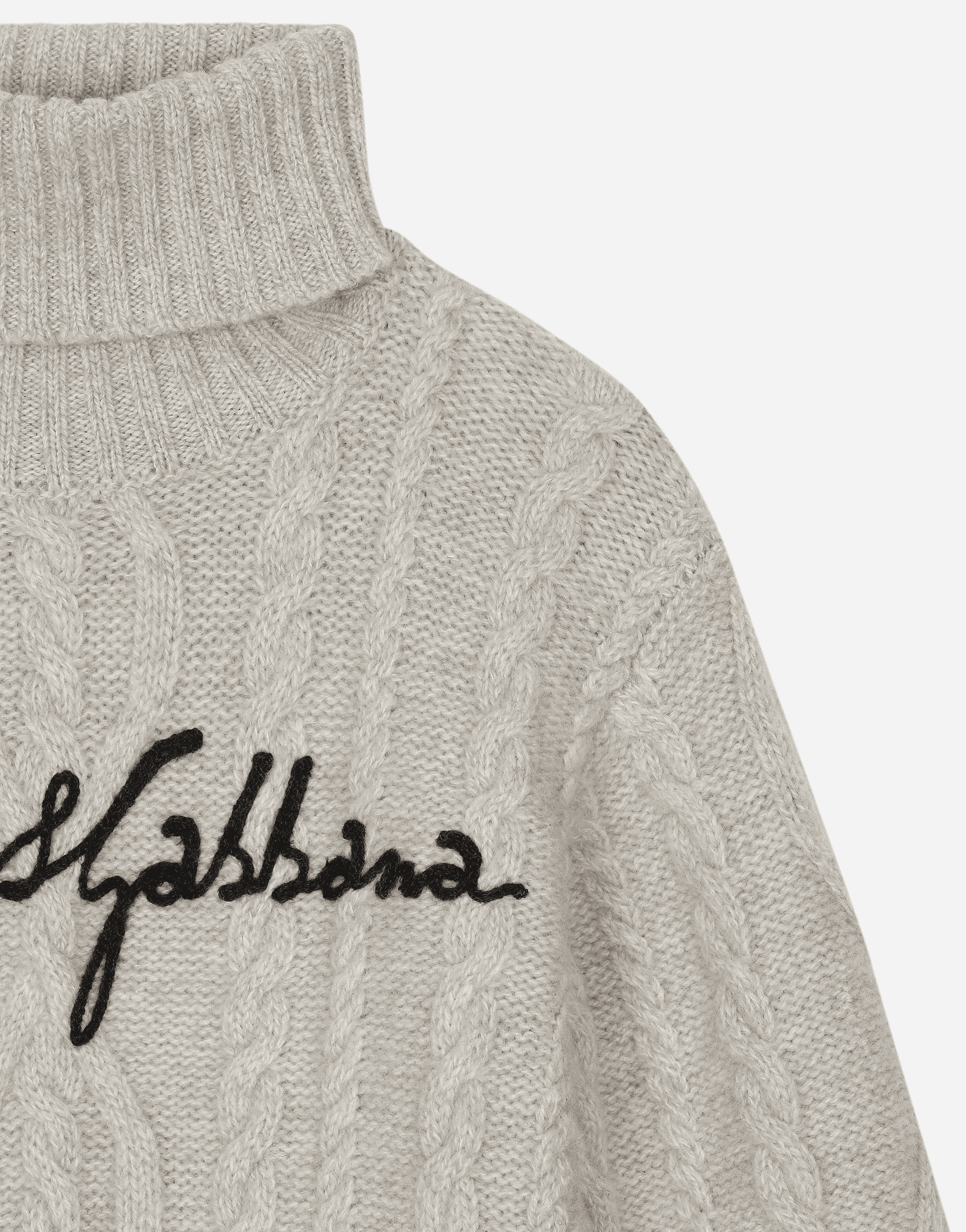 Wool cable-knit pullover with Dolce&Gabbana logo — Image 2