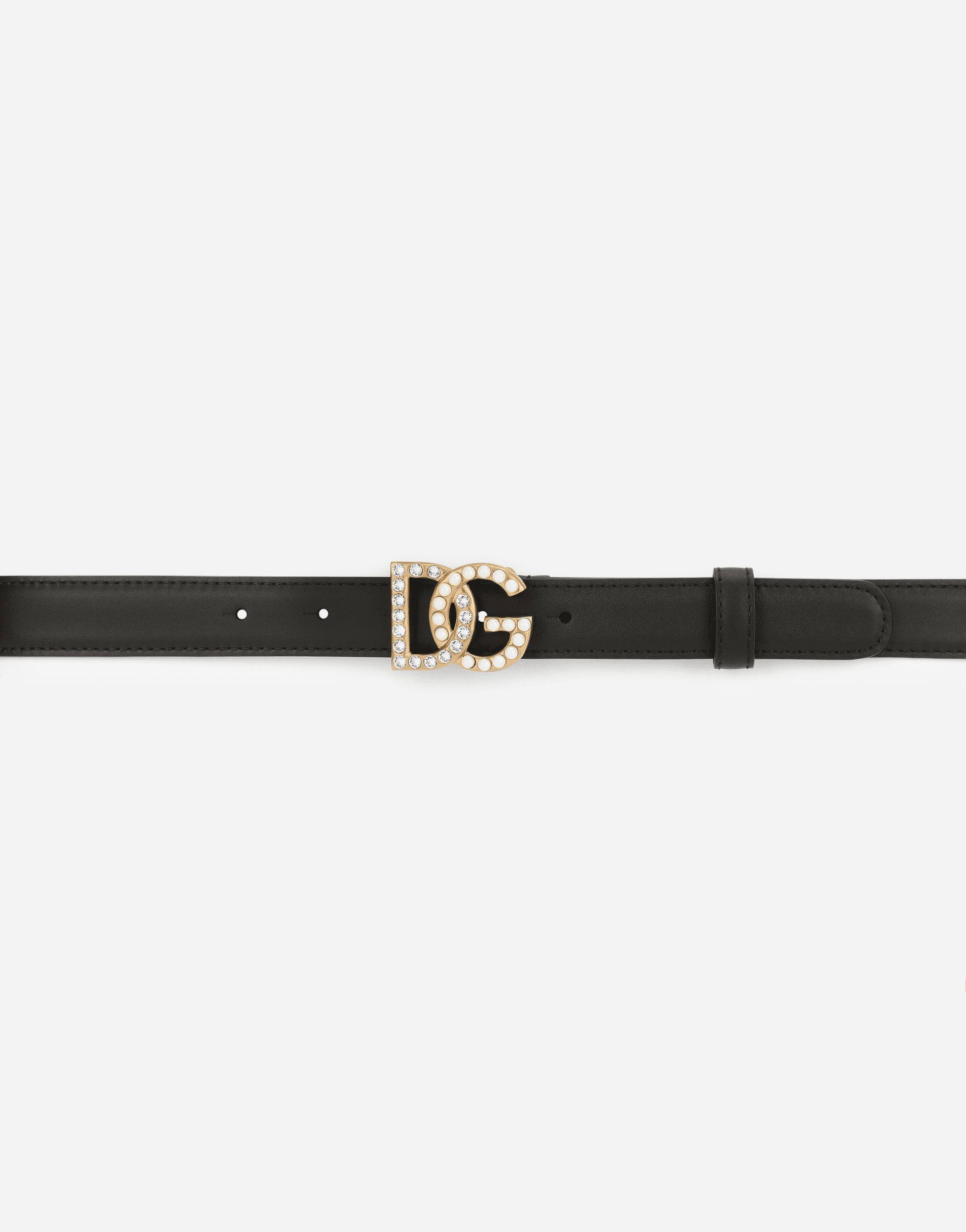 Calfskin belt with DG logo with rhinestones and pearls — Image 3