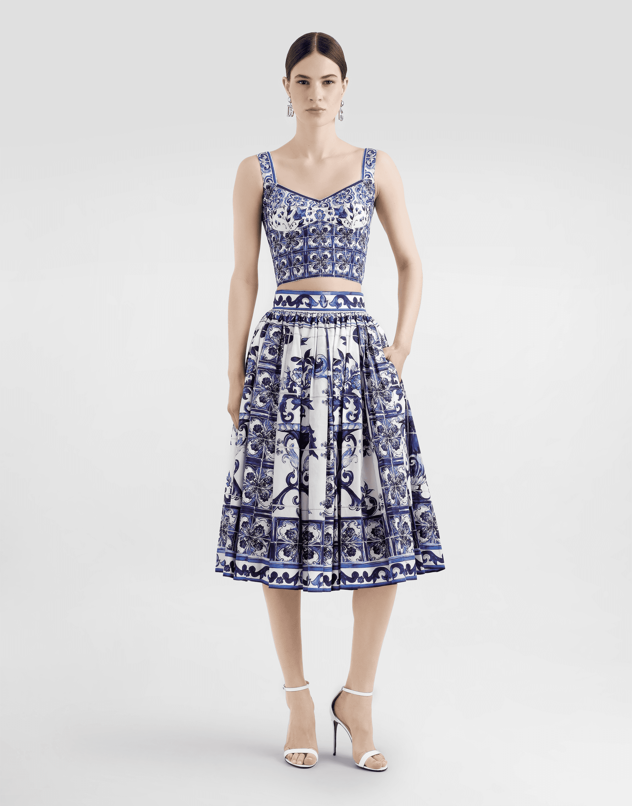 Majolica-print charmeuse corset — Image 4