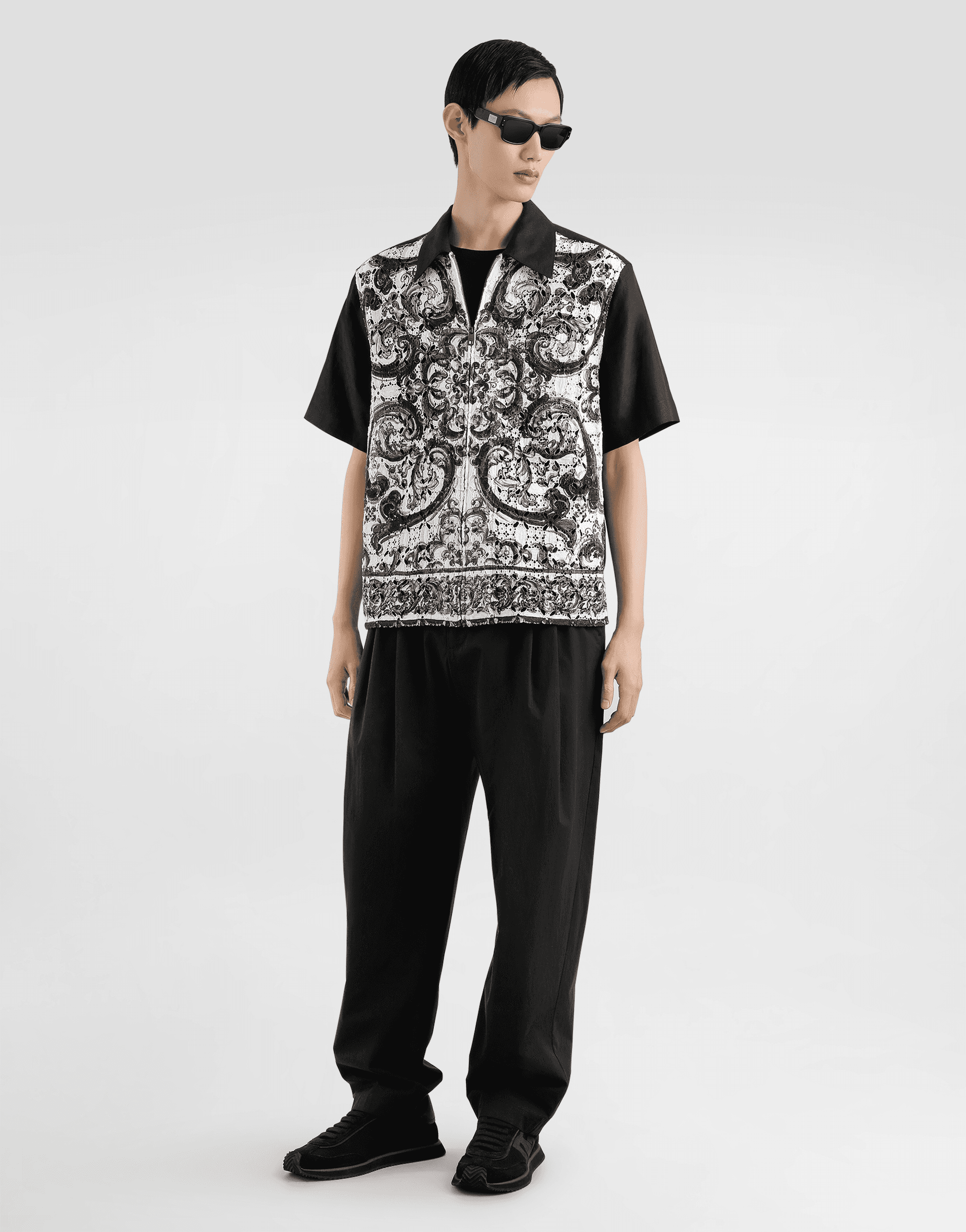 Majolica-print hawaii crochet lace shirt — Image 4