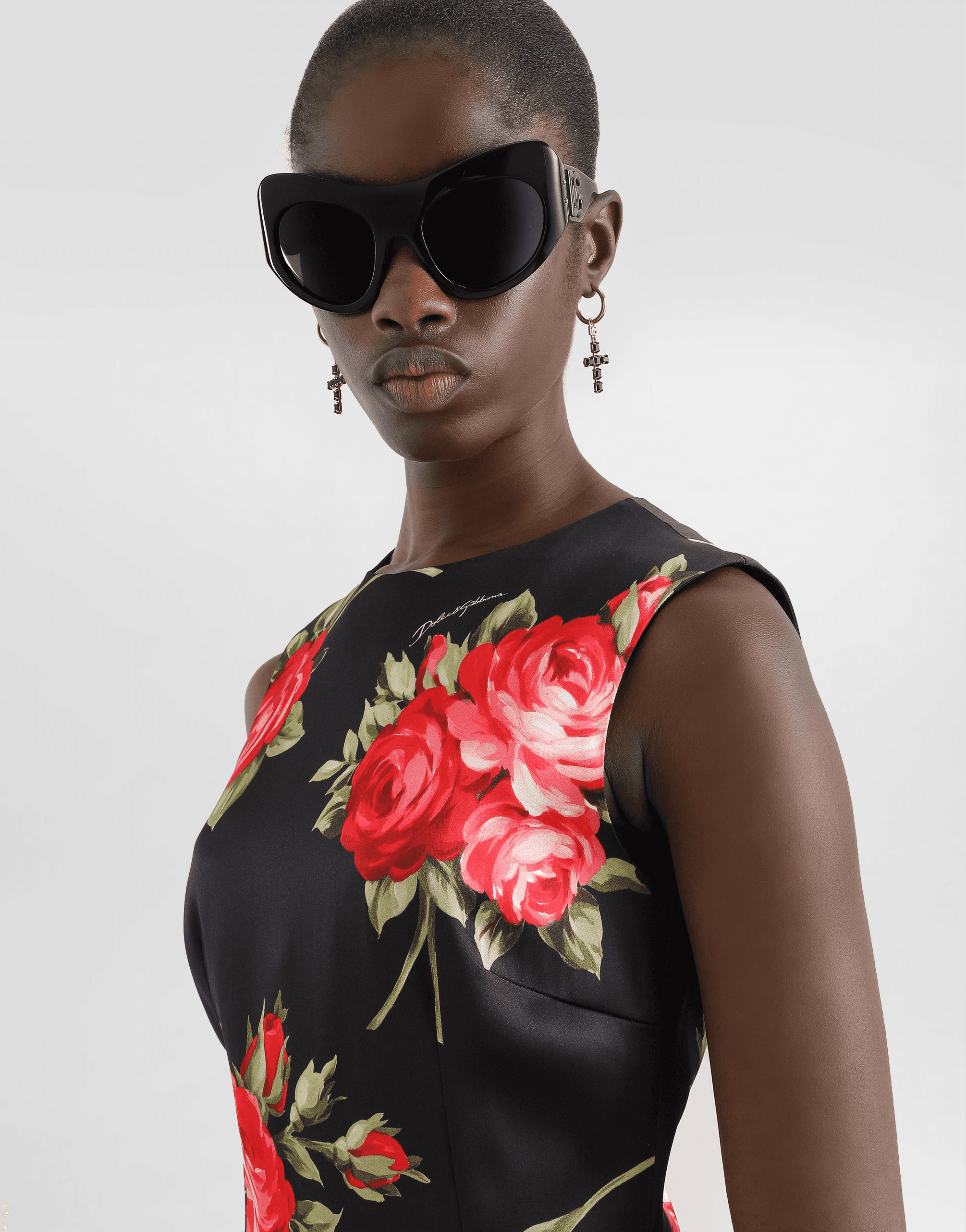 Rose bouquet-print satin dress — Image 2