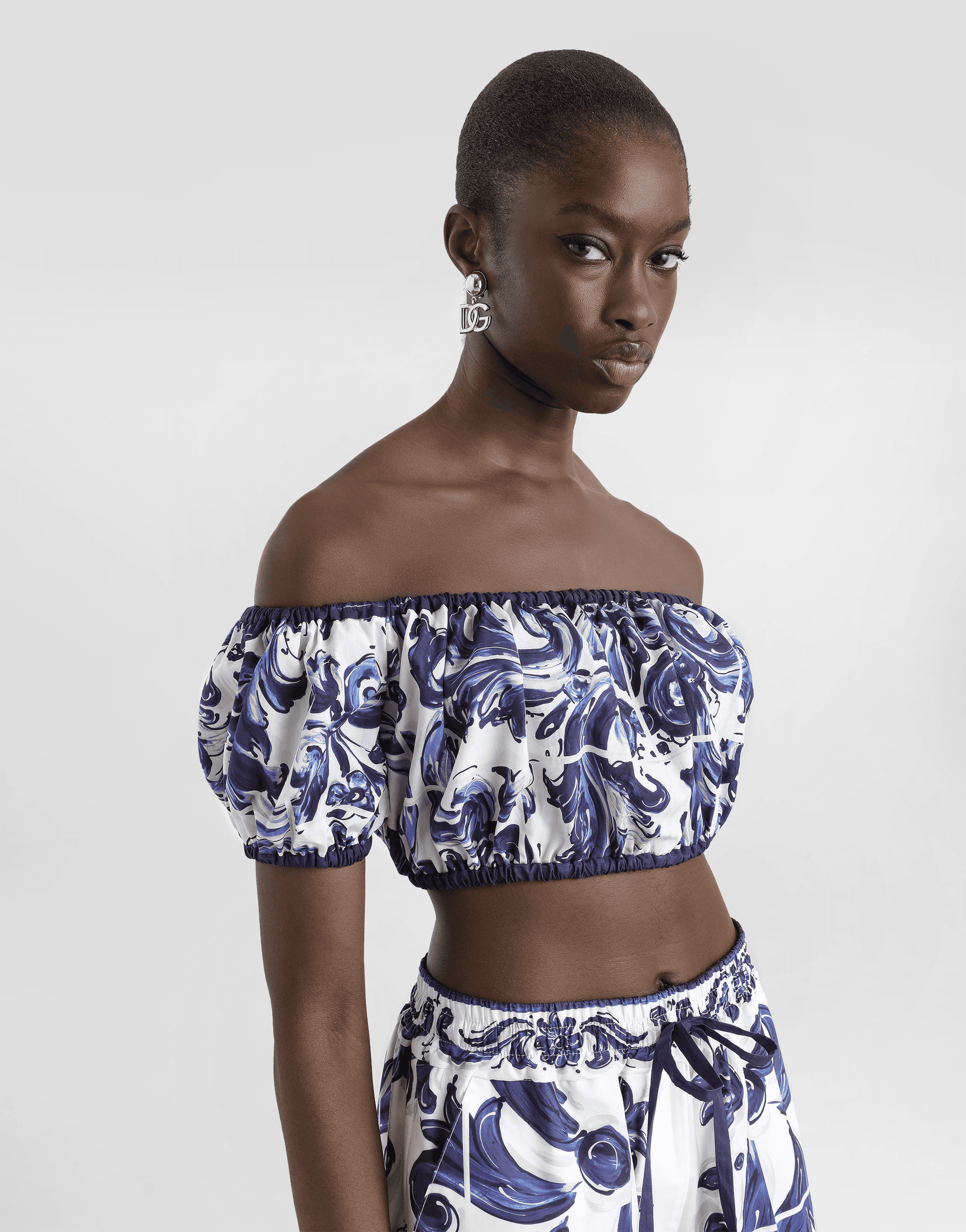 Majolica-print cotton top — Image 4