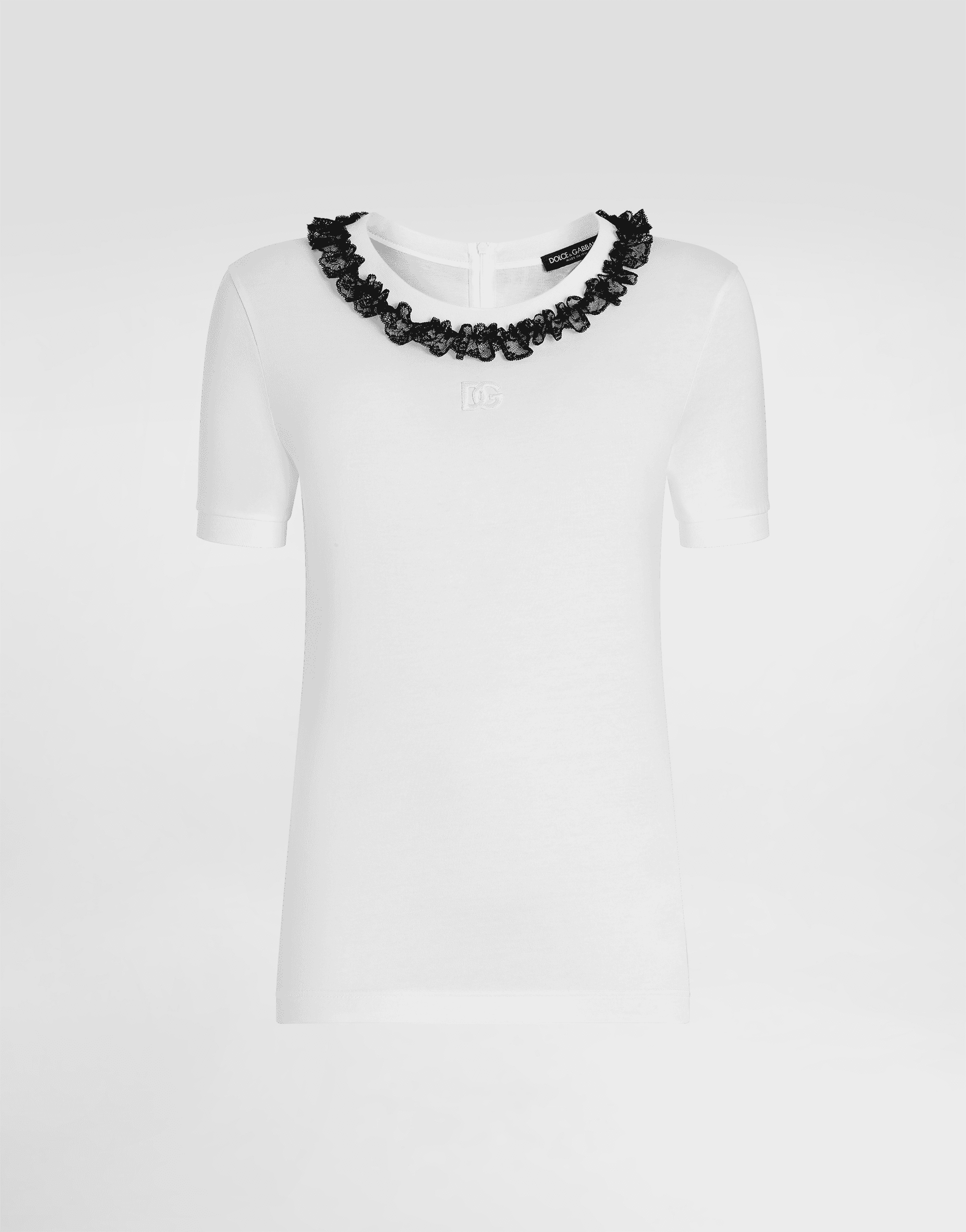 Jersey t-shirt with lace and DG embroidery