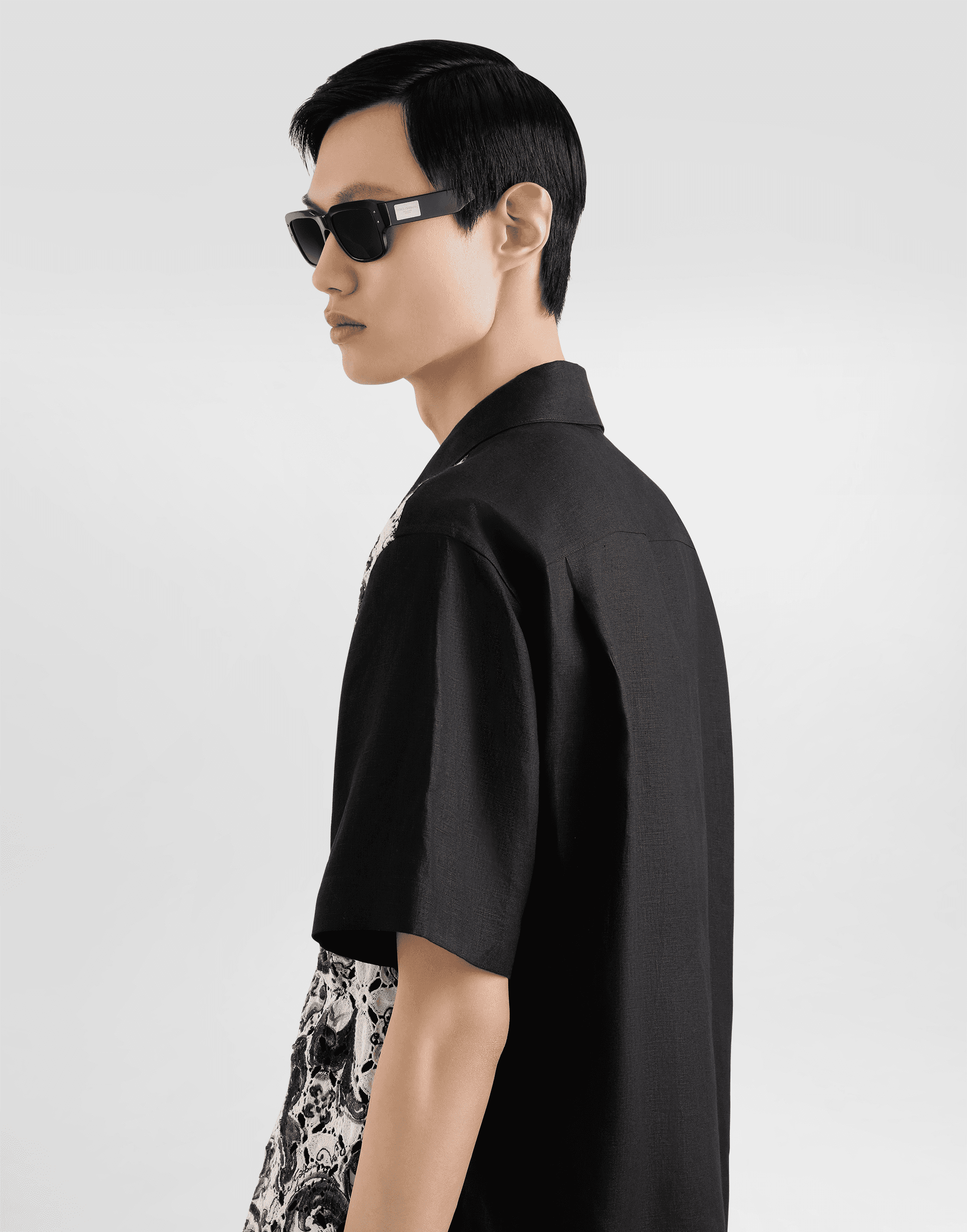 Majolica-print hawaii crochet lace shirt — Image 3