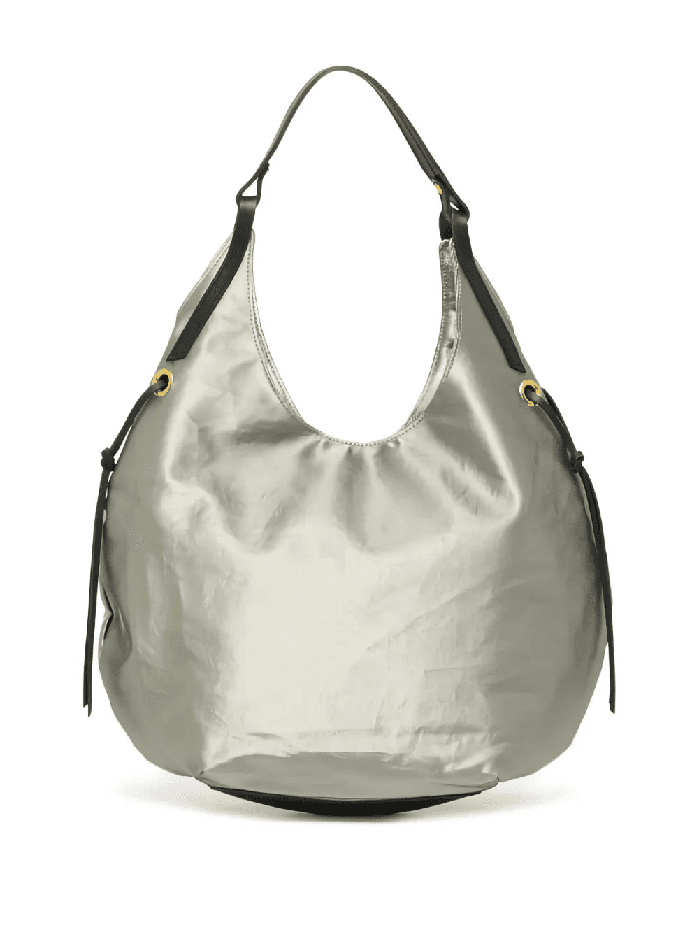 leather-trimmed linen shoulder bag — Image 2