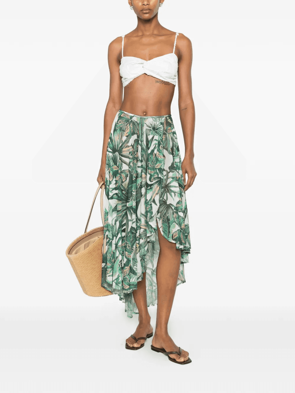 tropical-print asymmetric skirt — Image 5