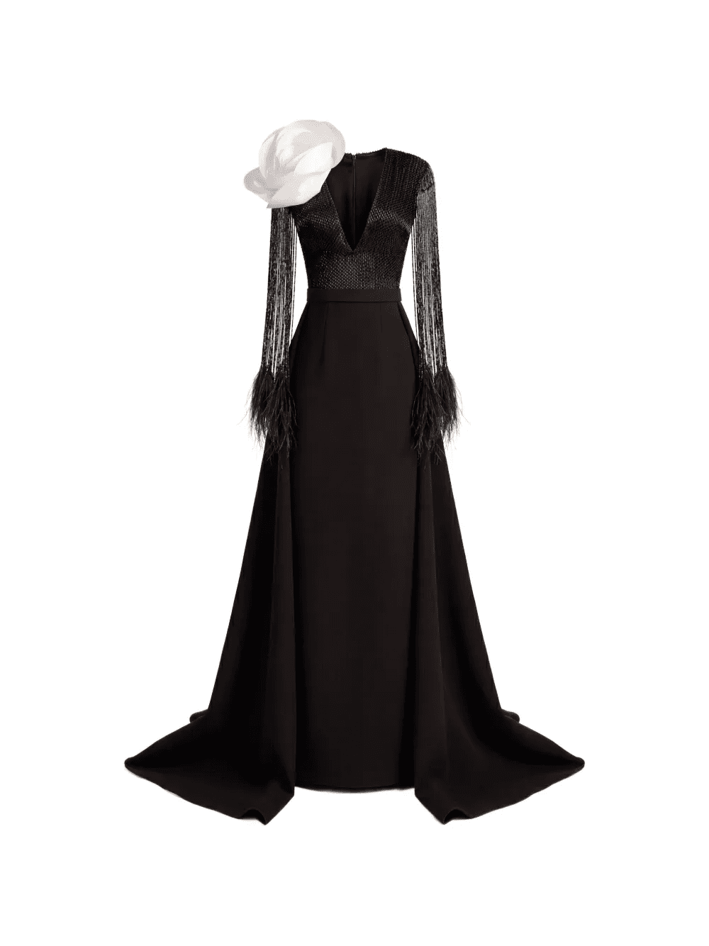 flower-detail fringed mermaid gown - Image 1