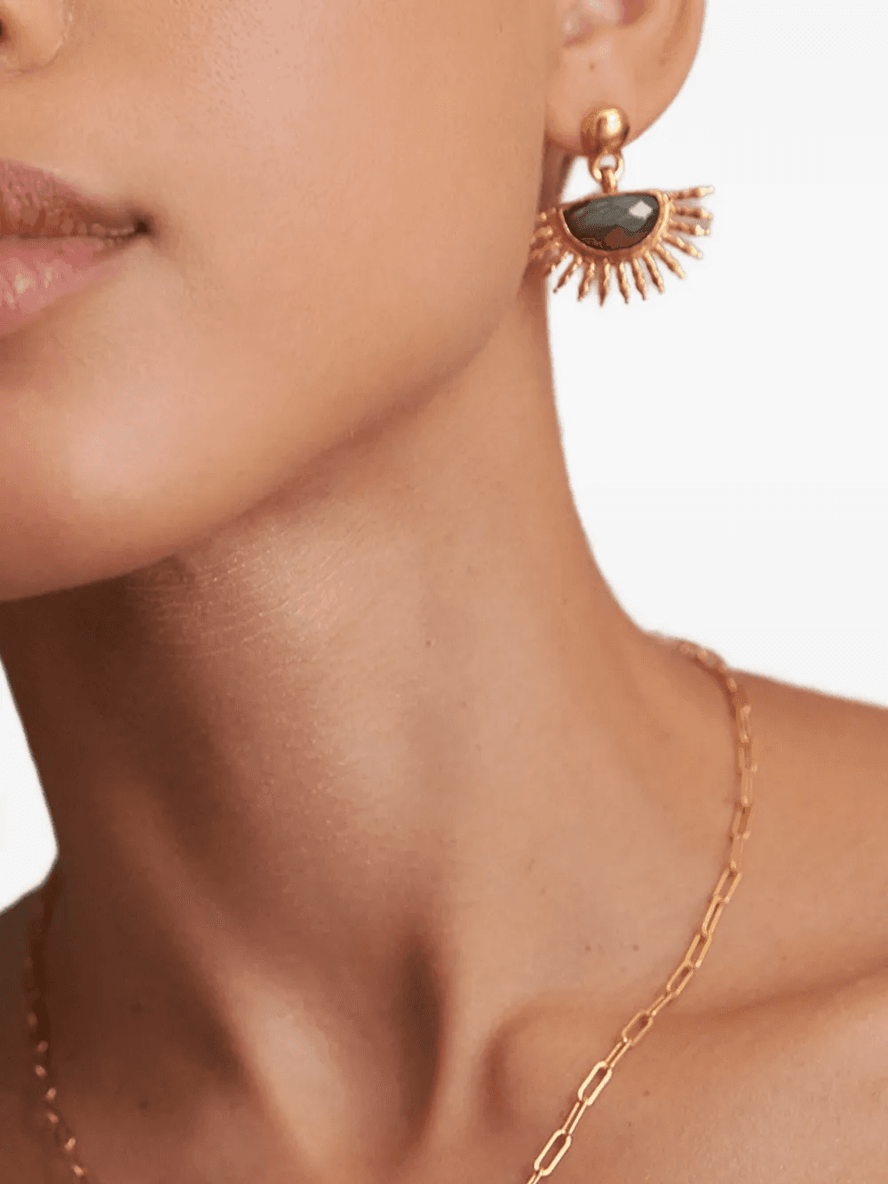 labradorite Sunrise hammered drop earrings — Image 4