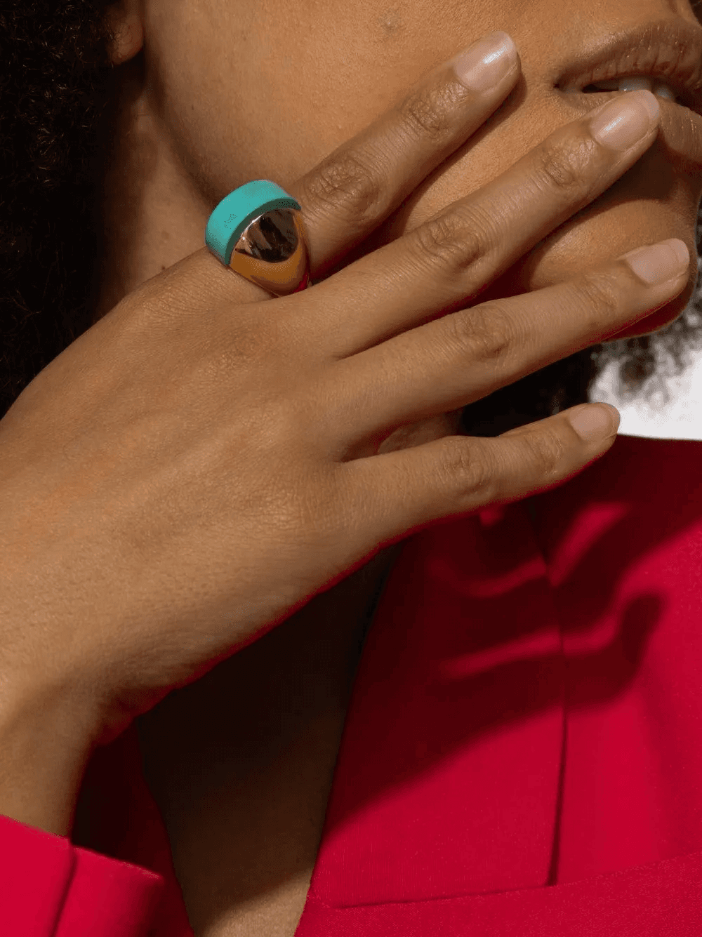 18K yellow gold Linea Alta turquoise ring — Image 3