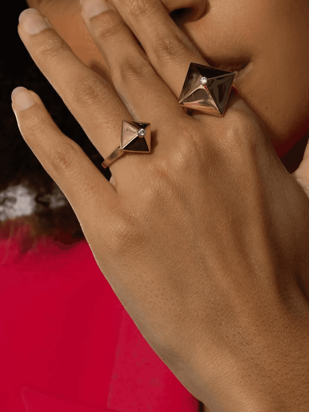 18K yellow gold mini Accent Piramide diamond ring — Image 3