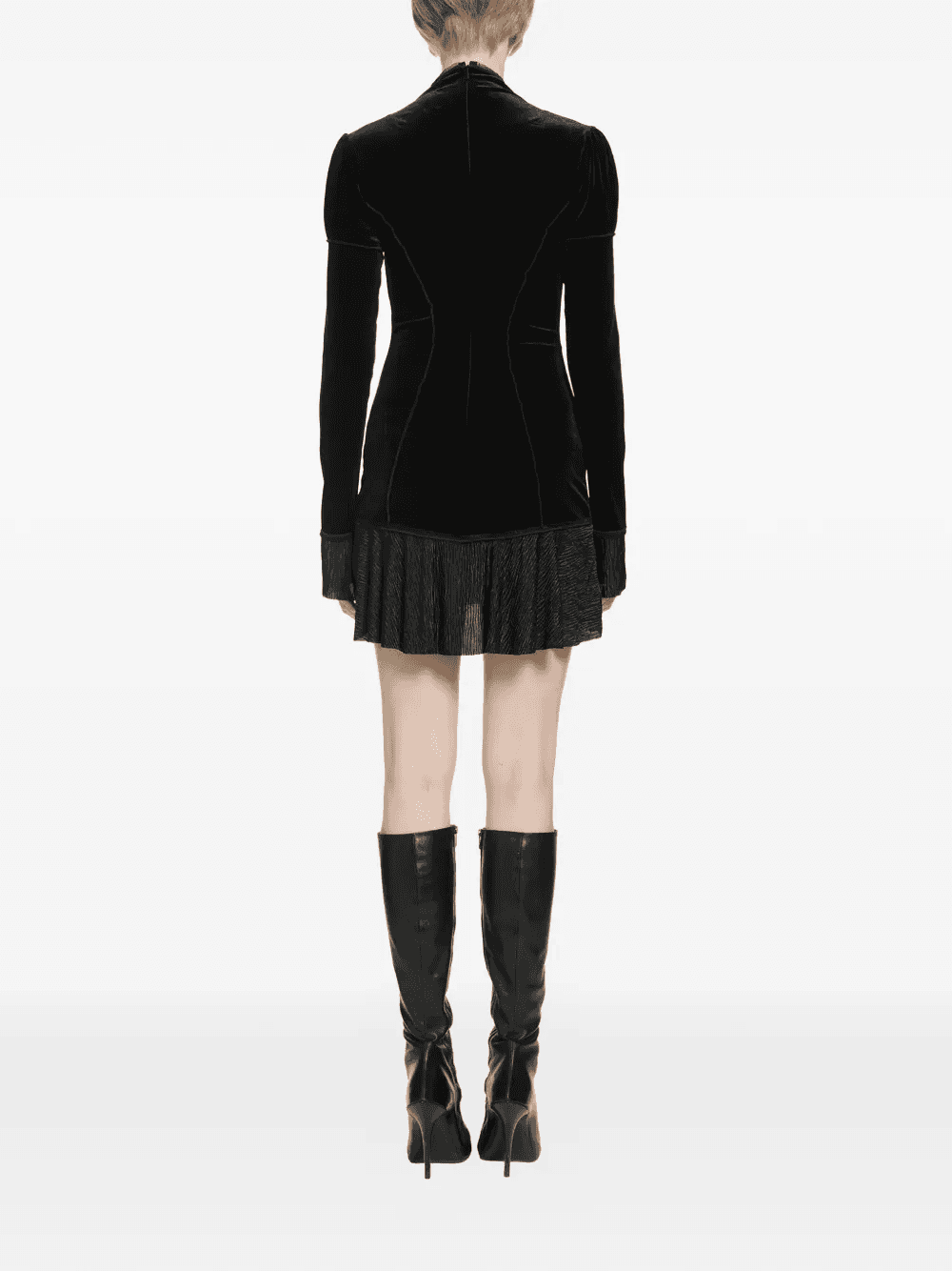 velvet pleated-skirt mini dress — Image 3