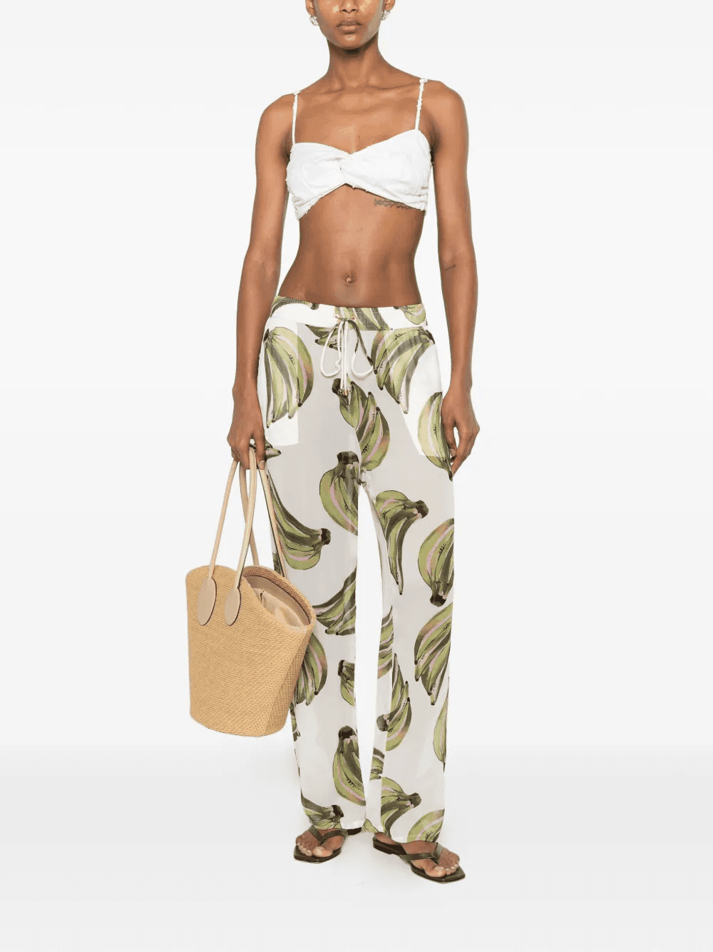 banana-print drawstring trousers — Image 4