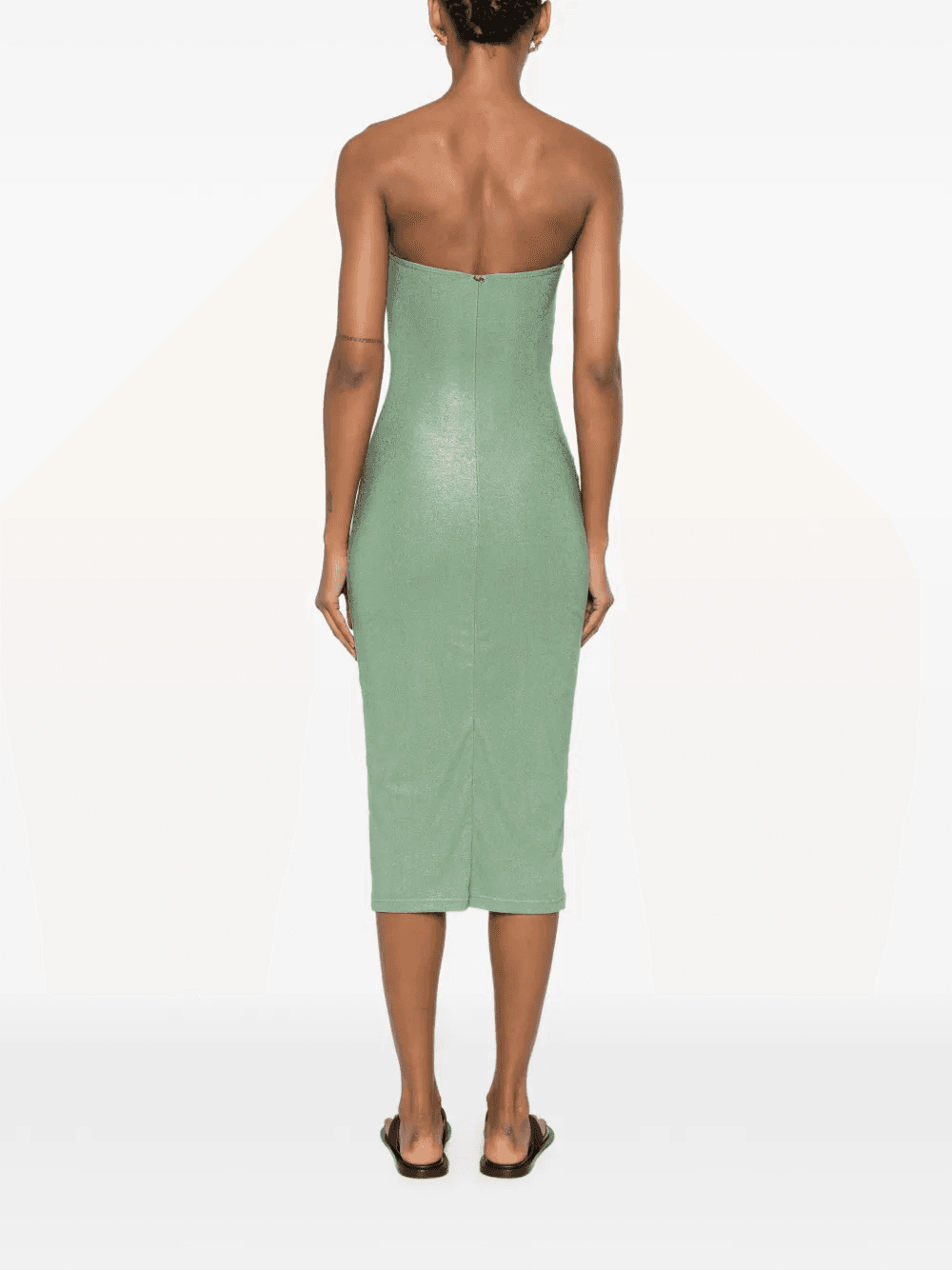 crochet-trim strapless midi dress — Image 4