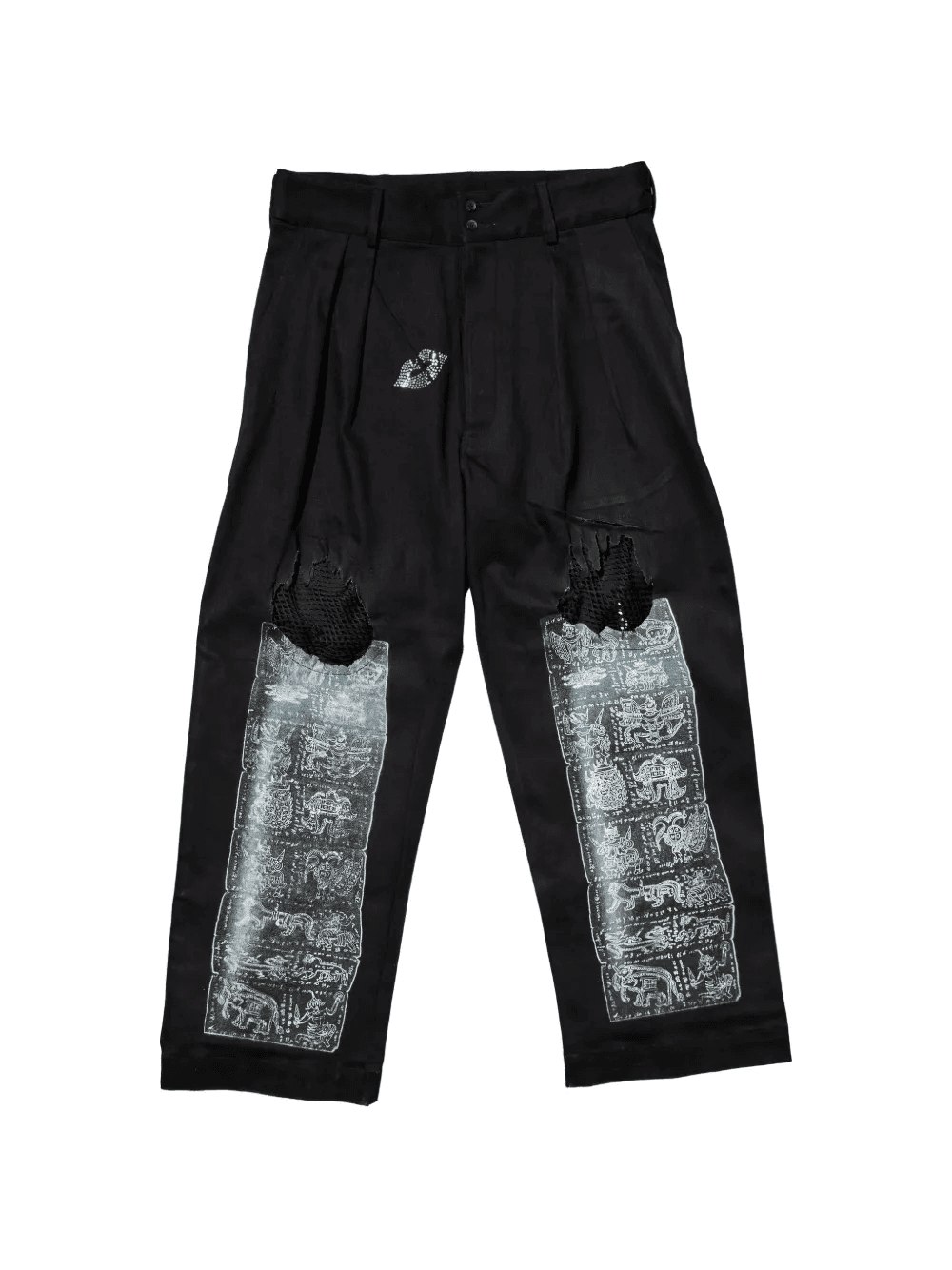 distressed graphic-print trousers - Image 1